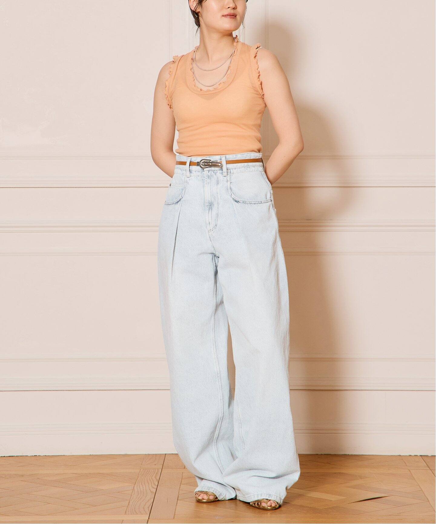 IENA シームレスベーシック Flounce タンクトップ seamless basic./シームレスベーシック Flounce タンクトップ