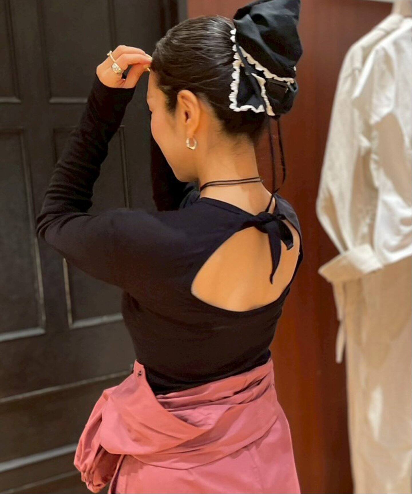 babaco/ババコ Twisted cotton back tied ロングスリーブプル