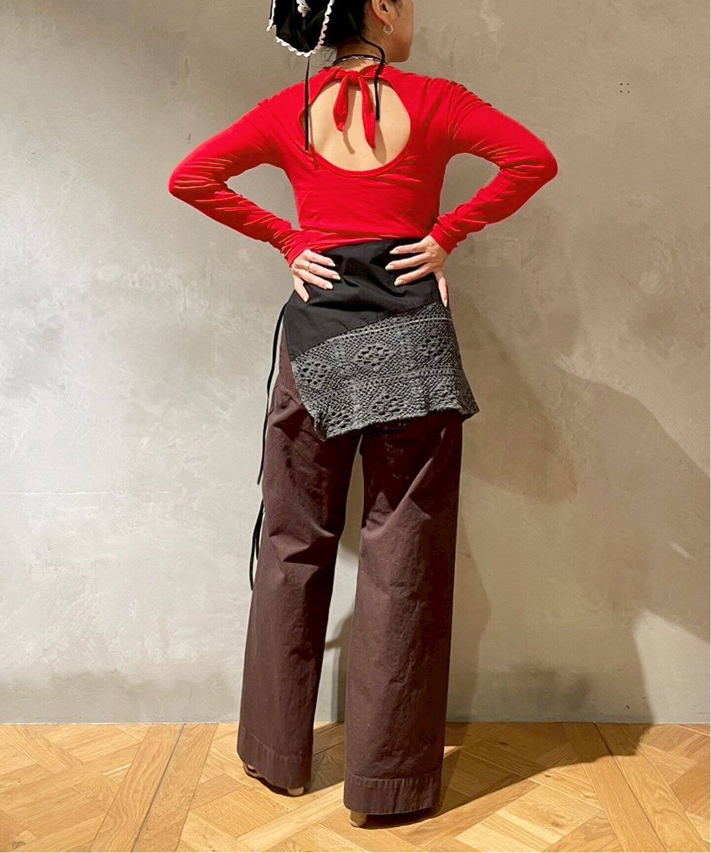 babaco/ババコ Twisted cotton back tied ロングスリーブプル