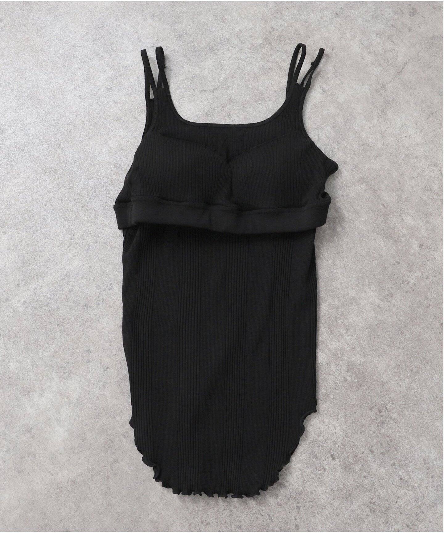 HAKUJI/ハクジ Random rib bra タンクトップ H232505（カップ付き 