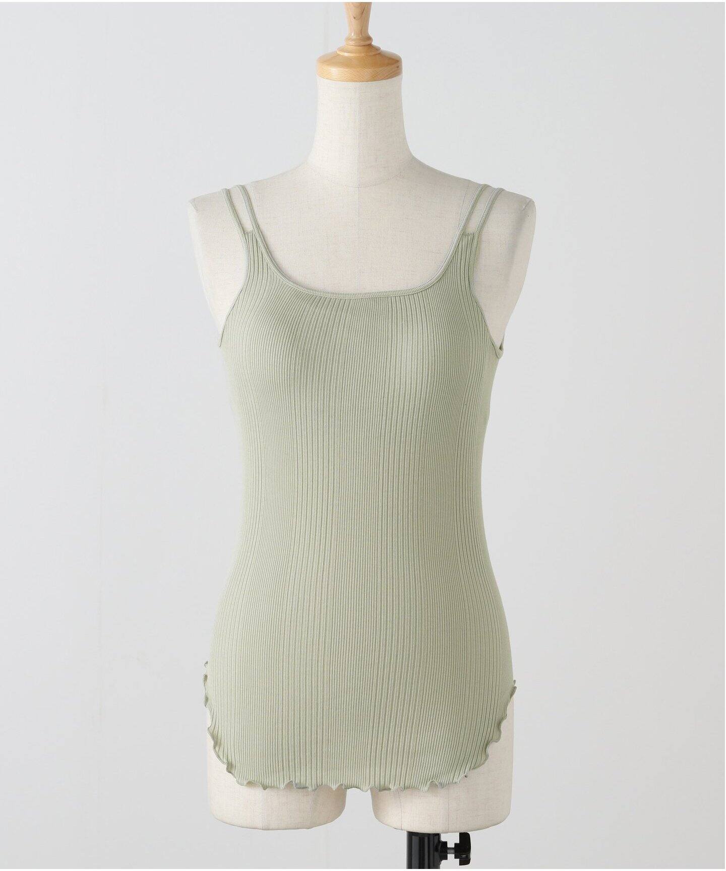 HAKUJI/ハクジ Random rib bra タンクトップ H232505（カップ付き 