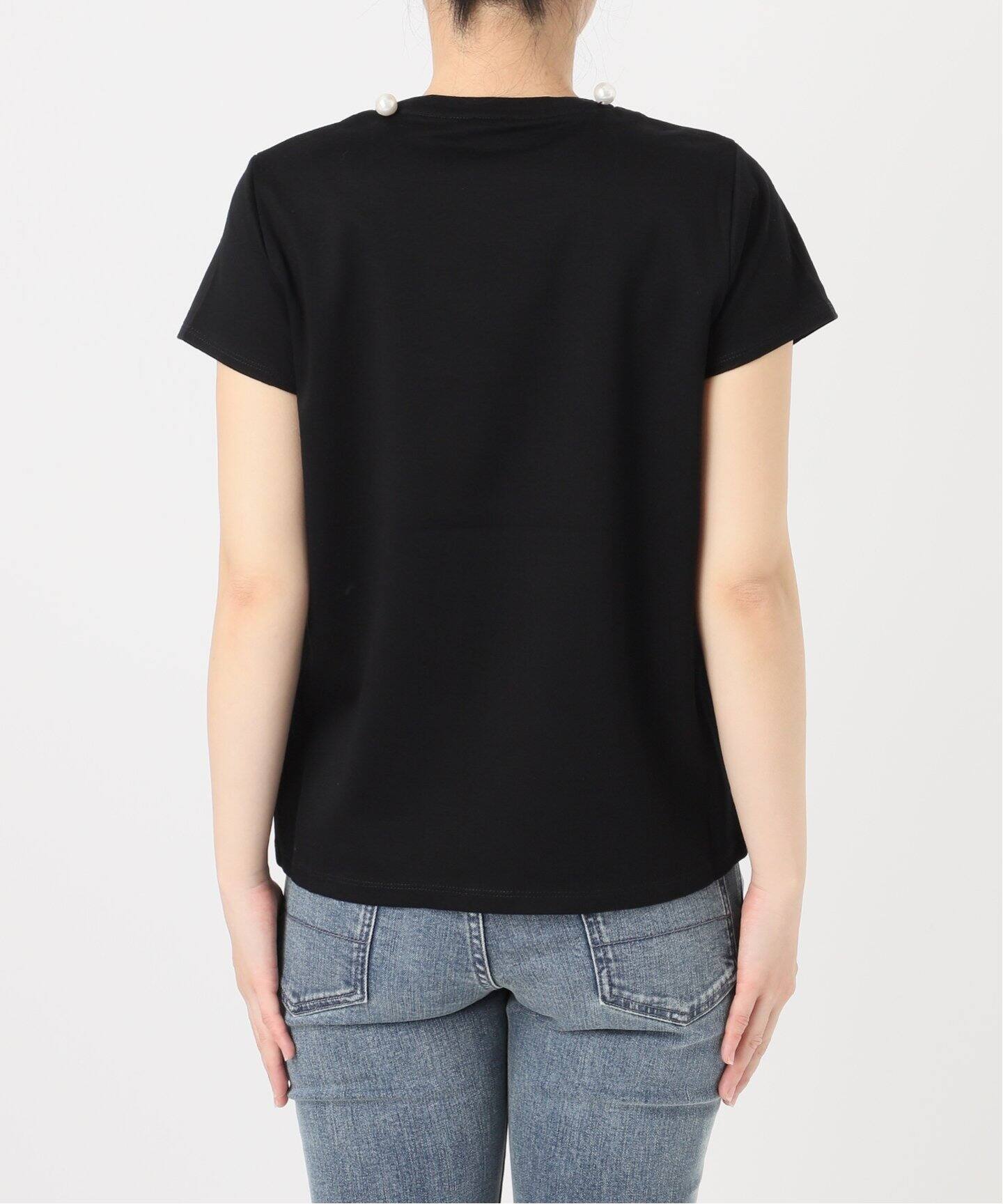 AMICA アミカキッズ パール TEE Tシャツ レディース 半袖 ブラック AMICA・kids/アミカ】別注パールパフTシャツ baby-kids(80cm