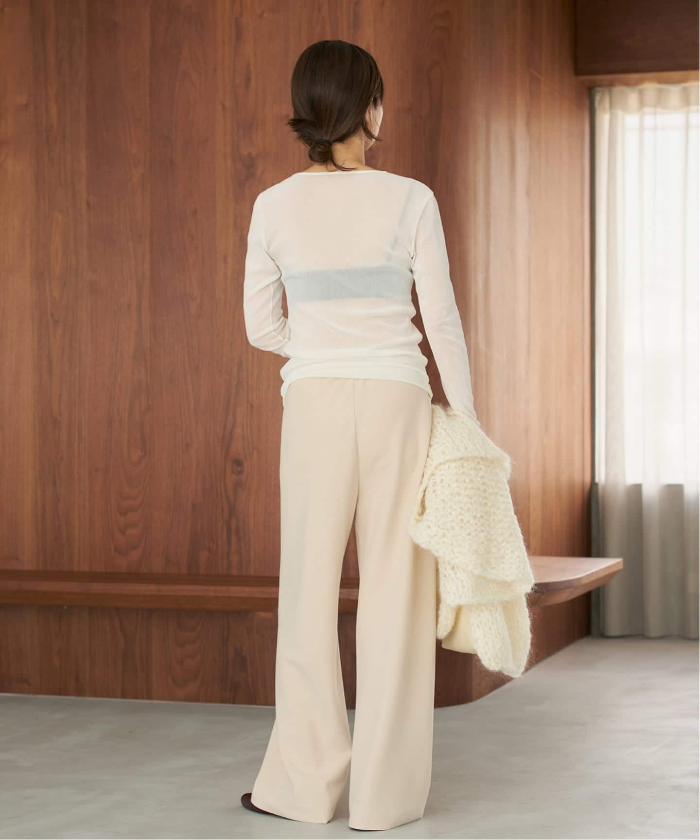 Plage Flocky Mesh ロンT ホワイト　白 plage｜《一部カラーWEB限定追加予約》Flocky Mesh ロンT