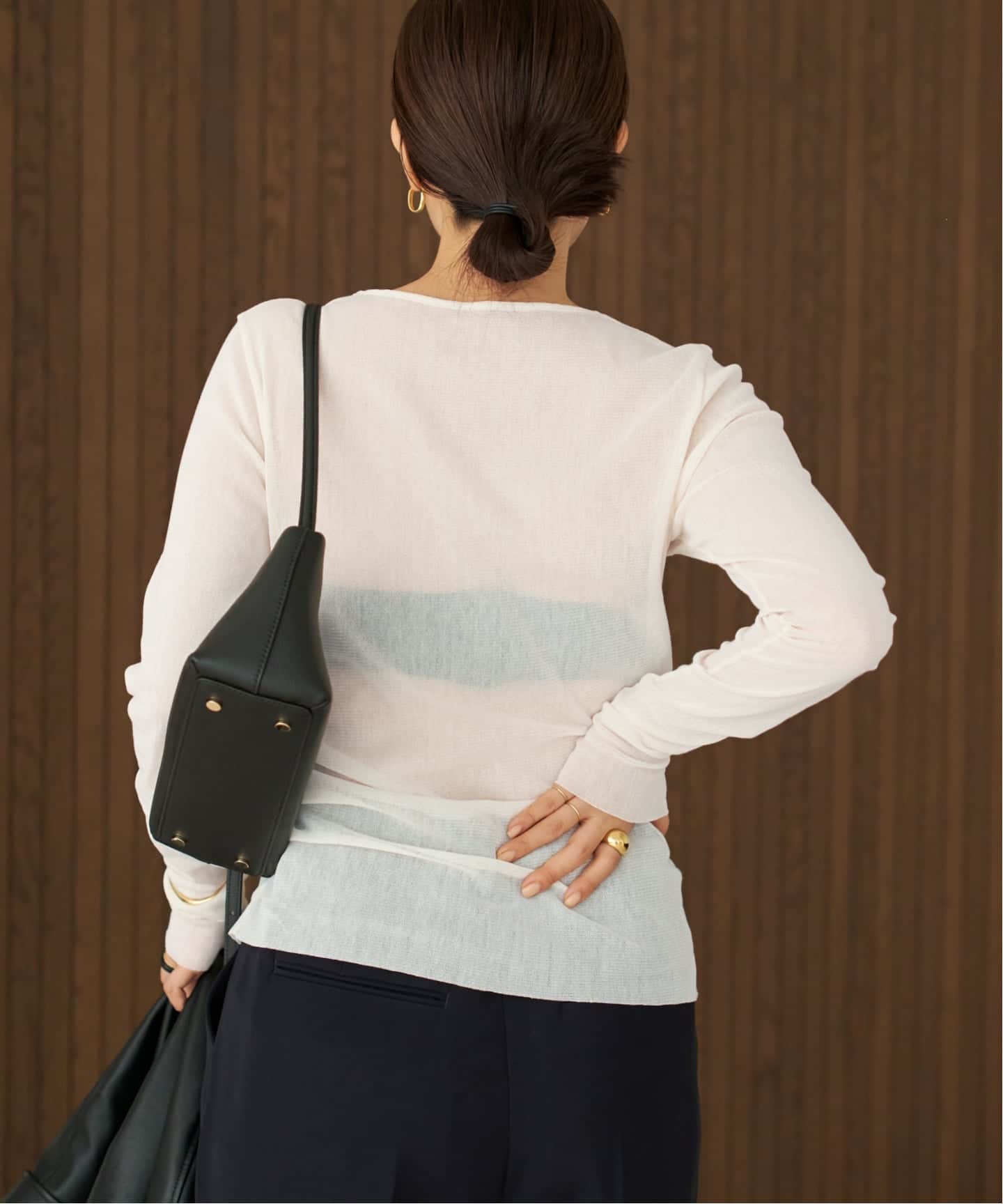 新品未使用タグ付　Plage メッシュシアーロンT ホワイト 追加》Mesh Sheer ロンT 4（Tシャツ／カットソー）｜Plage