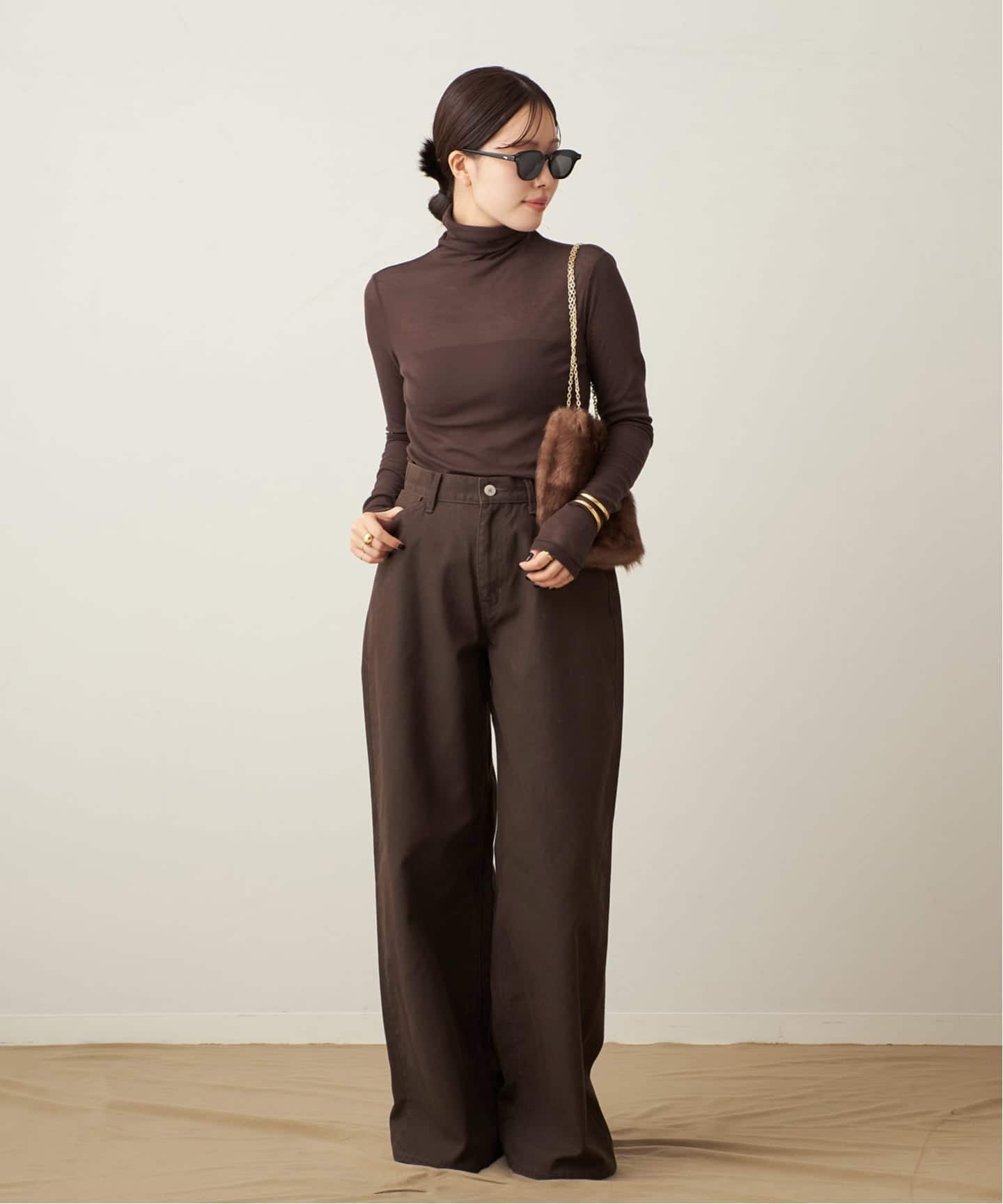 plage プラージュ　Rib Sheer タートル　ブラウン 追加》Rib Sheer タートル（Tシャツ／カットソー）｜Plage（プラージュ