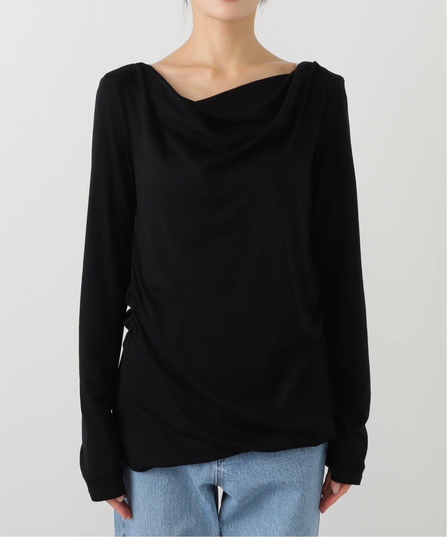 plage wool drape longTシャツ　ブラック Wool drape longTシャツ（Tシャツ／カットソー）｜Plage（プラージュ