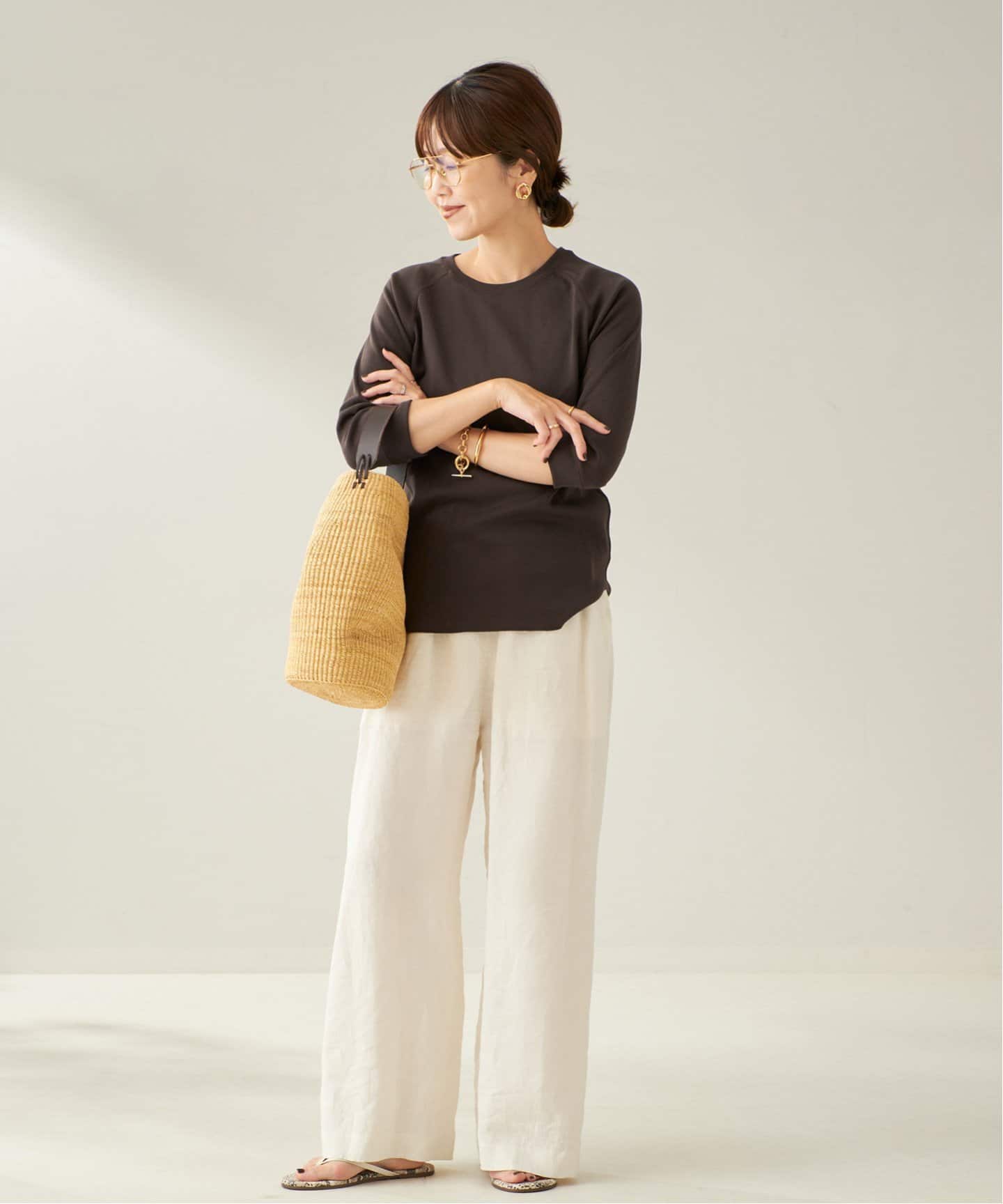 Plage - Plage  PremiumフライスTシャツ　ホワイト 追加》premiumフライス long Tシャツ（Tシャツ/カットソー