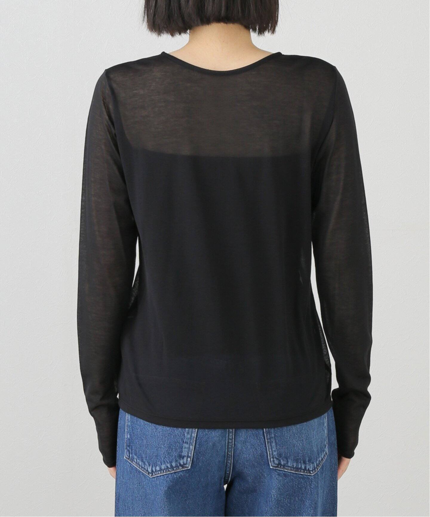Plage - Plage【プラージュ】☆ボートネック Sheer ロンT　新品ブラック Plage【プラージュ】☆ボートネック Sheer ロンT 新品ブラック