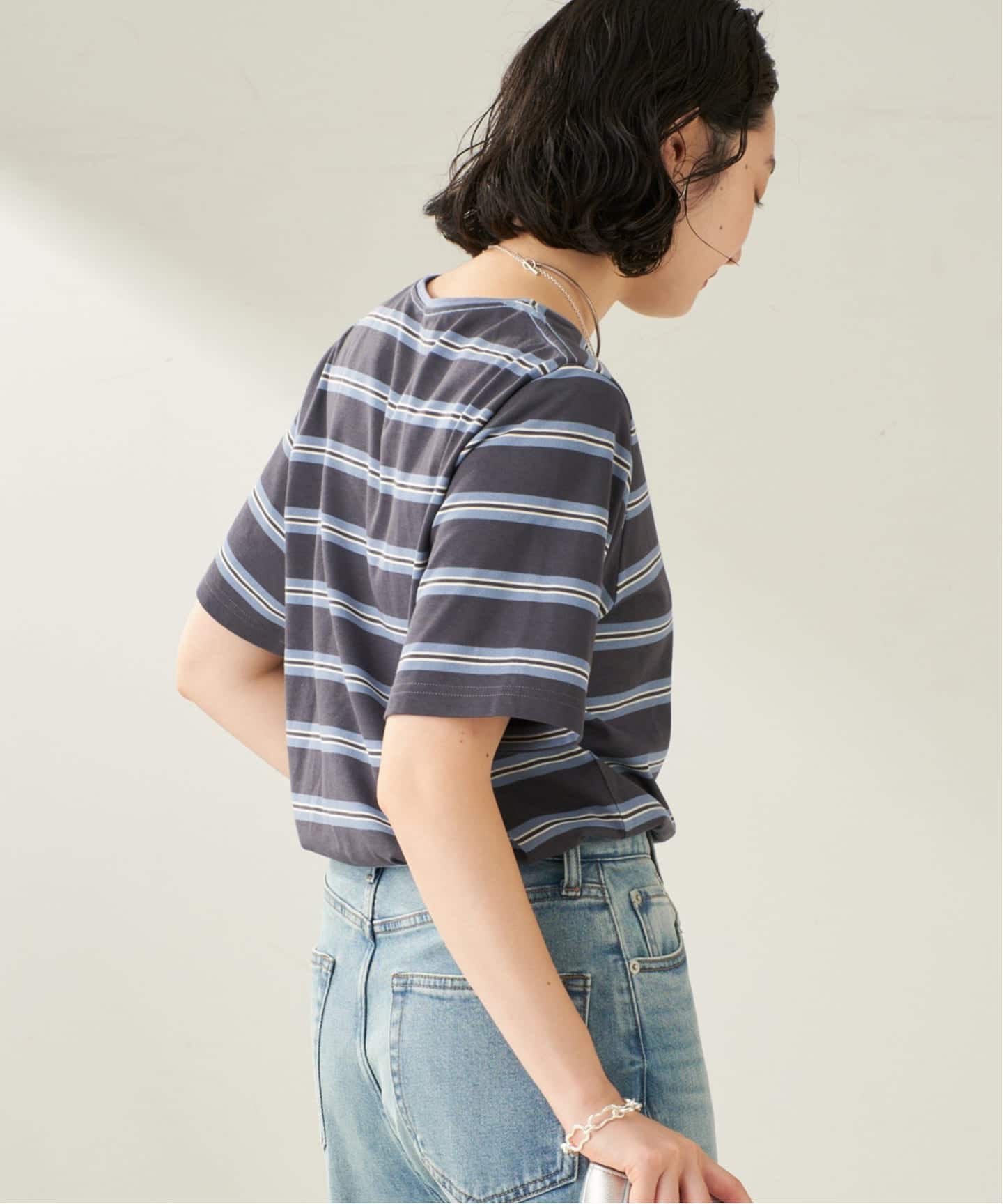 Plage wide sleeve ボーダーTシャツ プラージュ Plage wide sleeve ボーダーTシャツ （ブラック