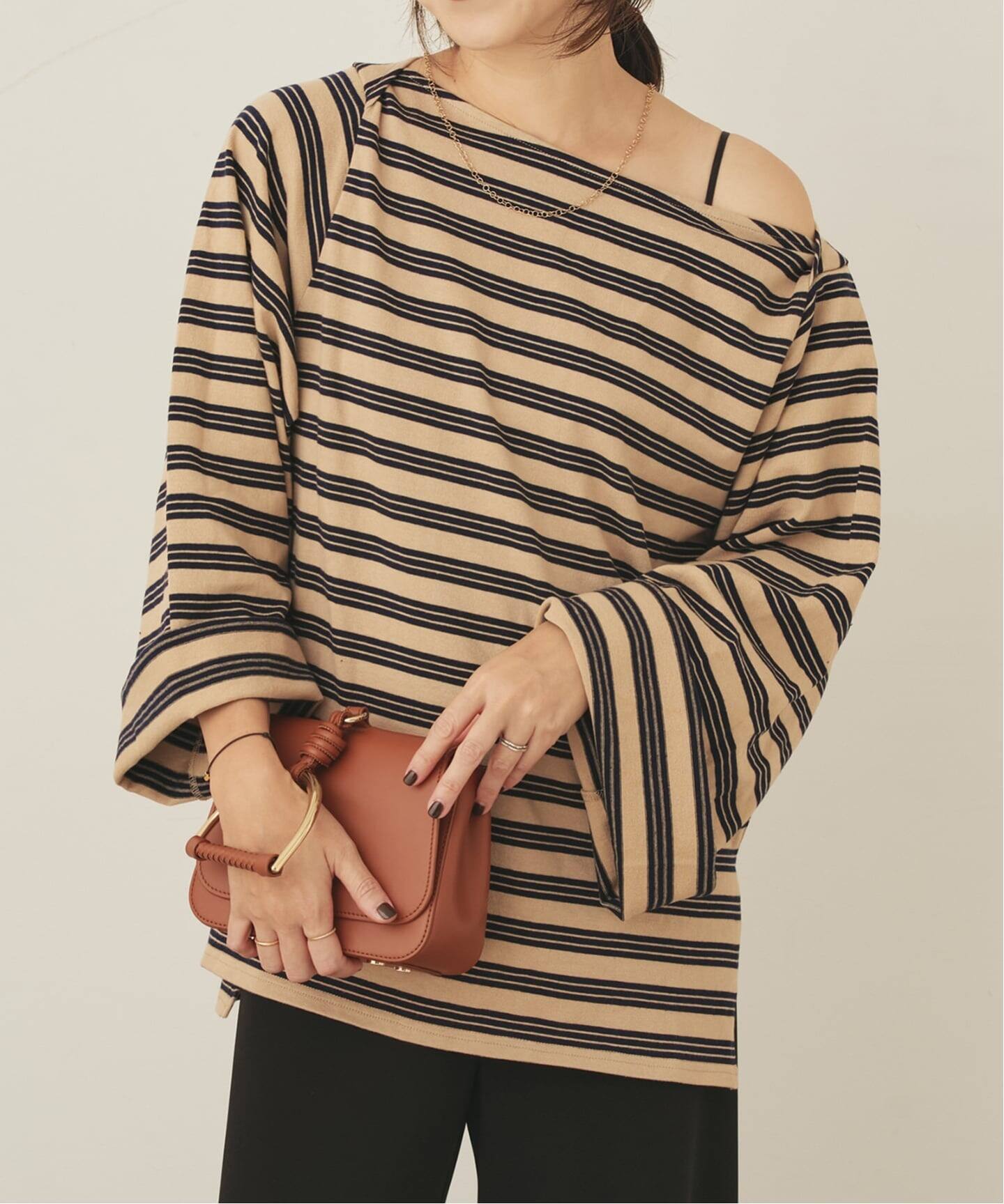 wide sleeve ボーダーTシャツ（Tシャツ／カットソー）｜Plage