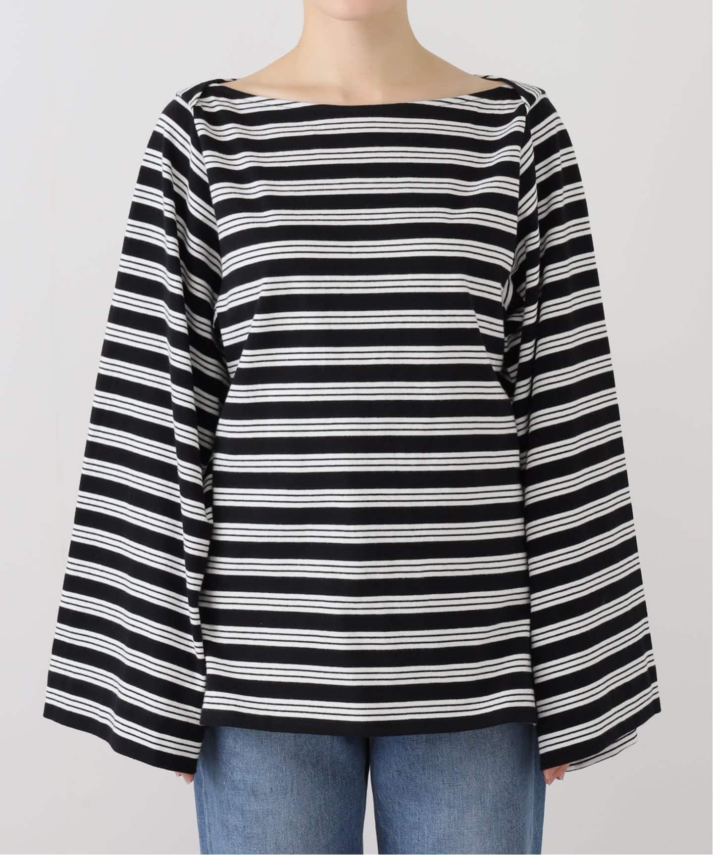 wide sleeve ボーダーTシャツ（Tシャツ／カットソー）｜Plage