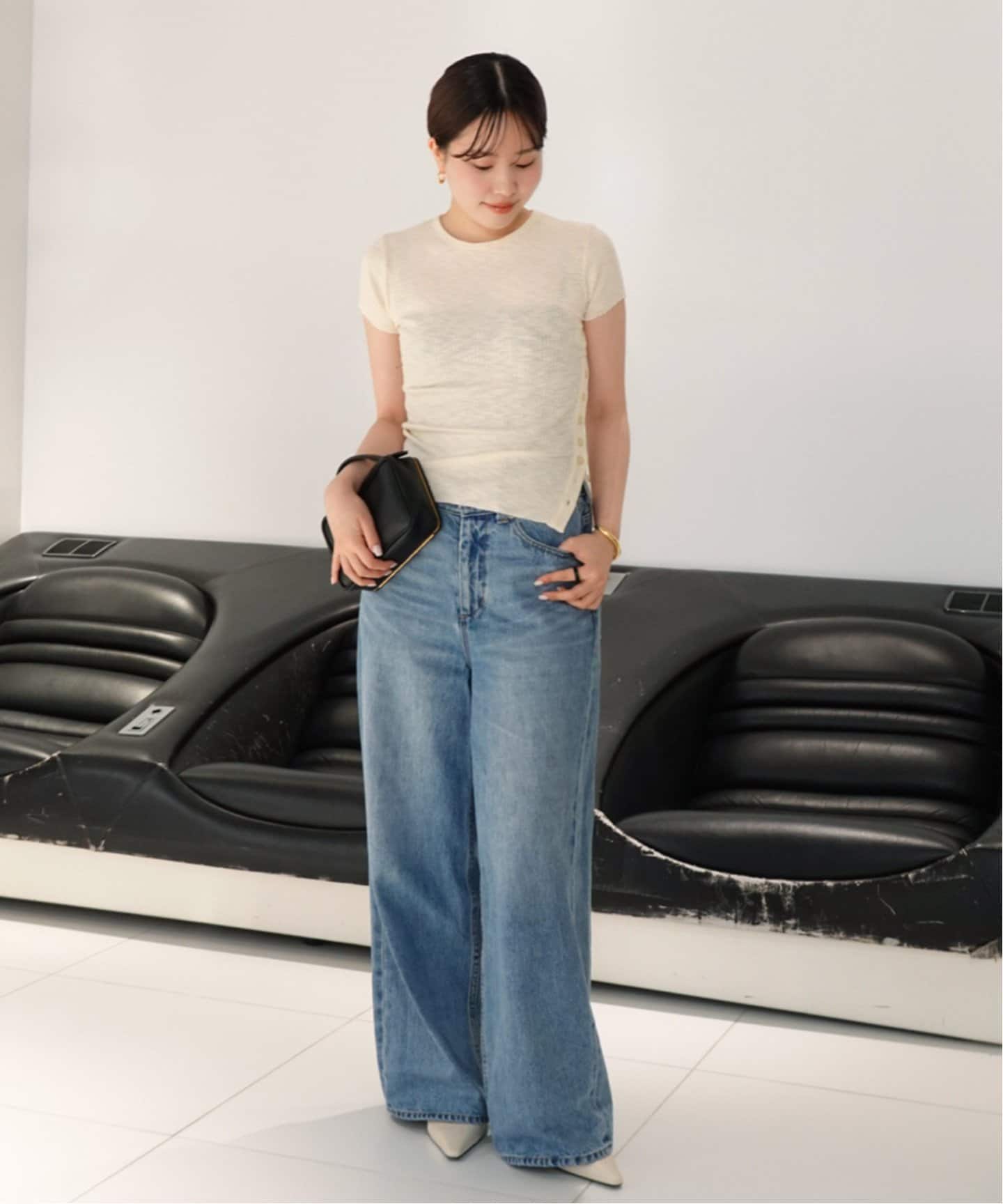 le / ル SIDE BUTTON SLIT トップス（Tシャツ／カットソー