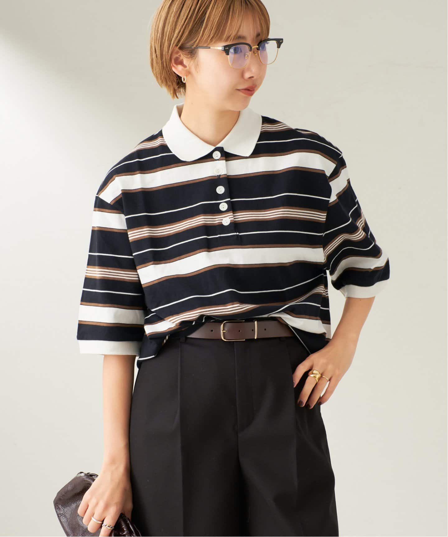 ROHE / ロヘ Striped oversized ポロ