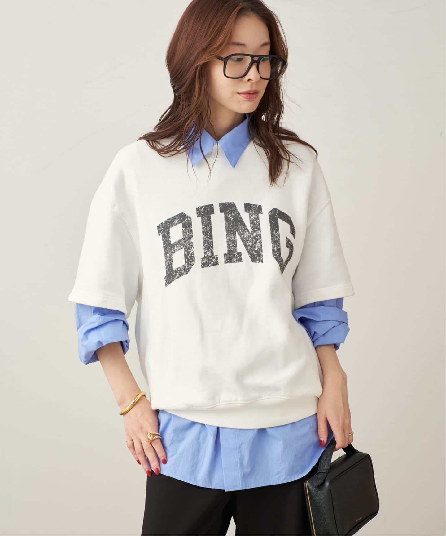 ANINE BING ロゴ入りホワイトスウェット ANINE BING Jay Sweatshirt Bing - Off White