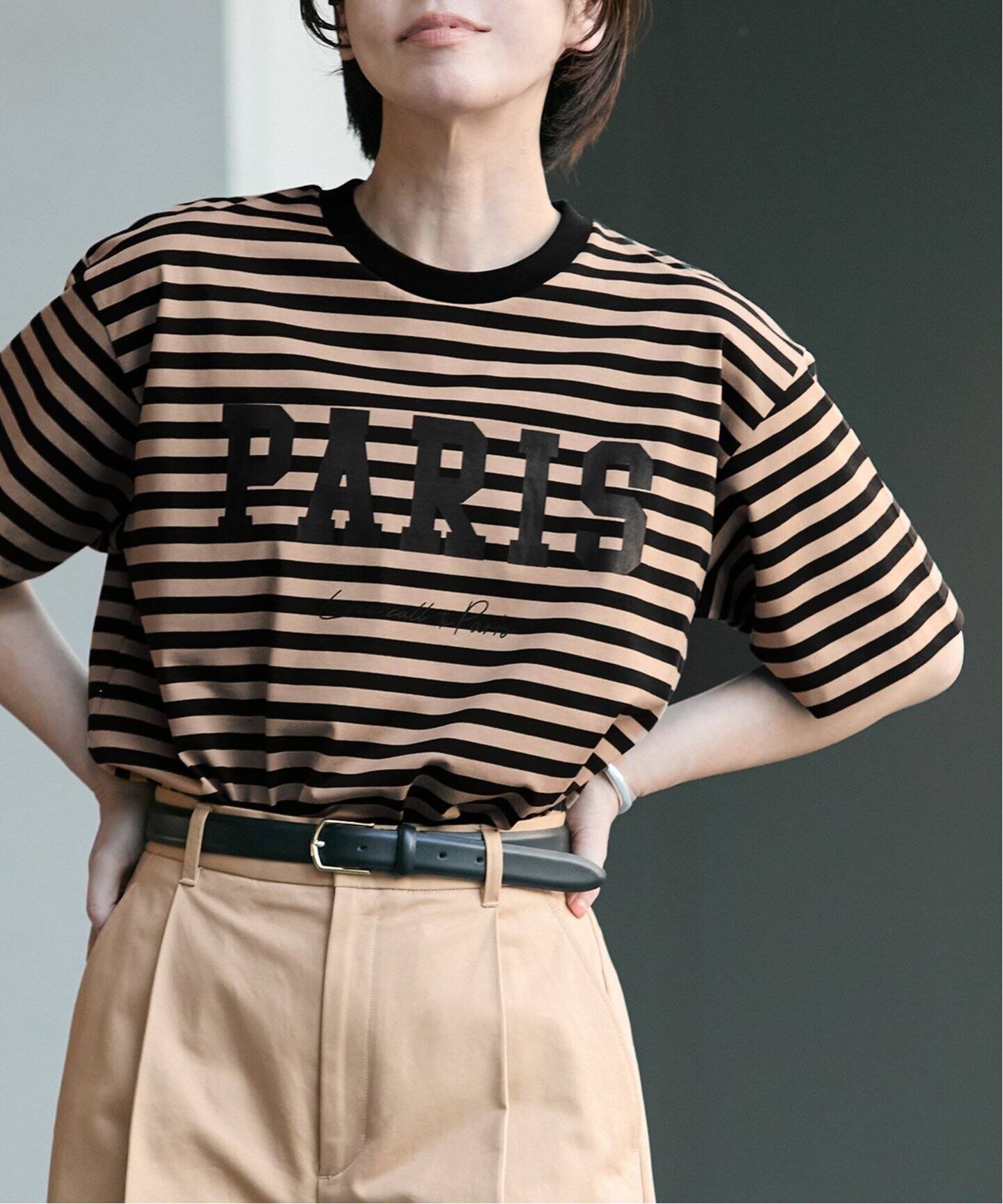 VERMEIL par iena　PARISロゴボーダーTシャツ 追加》PARISロゴボーダーTシャツ（Tシャツ／カットソー