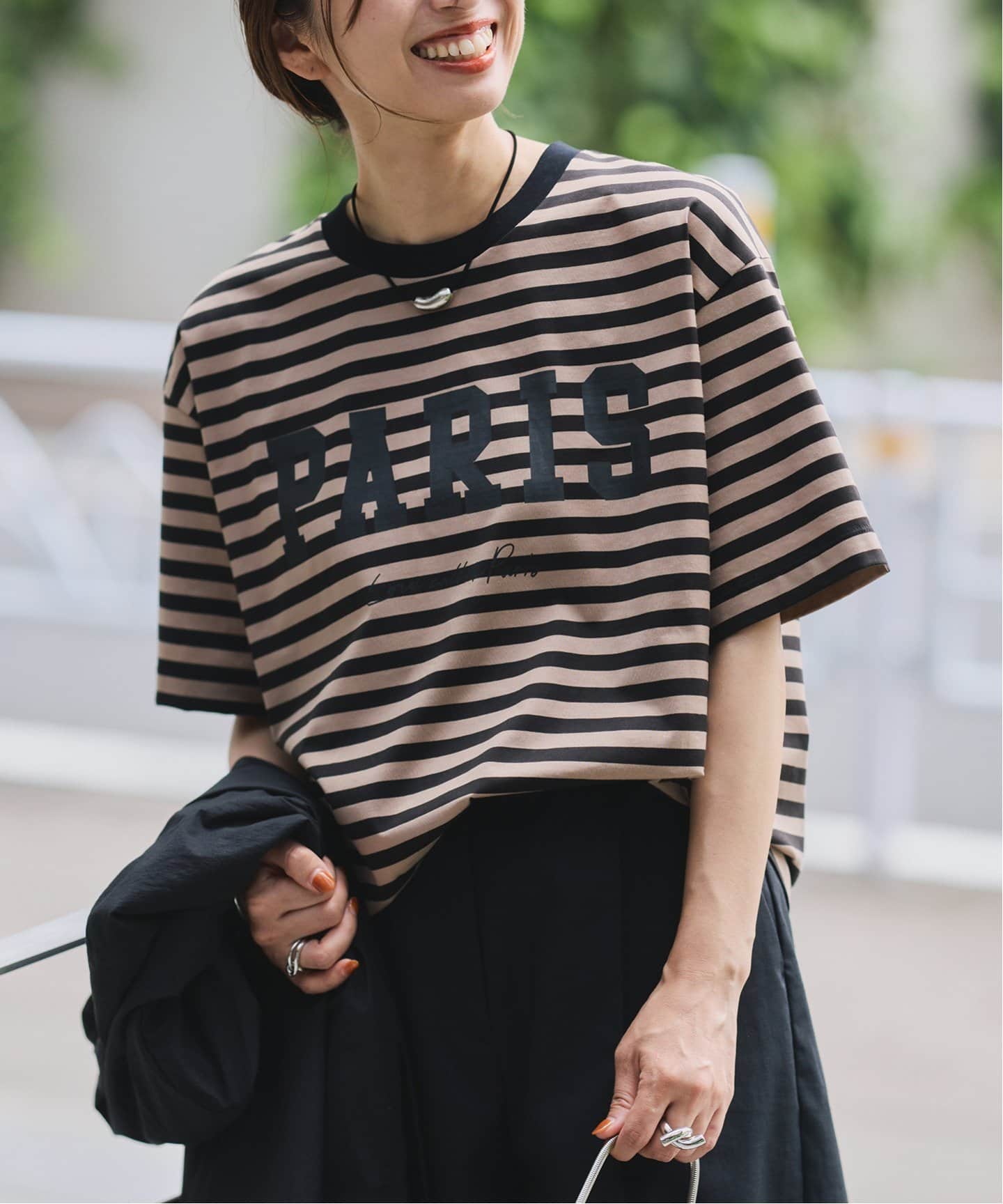VERMEIL par iena　PARISロゴボーダーTシャツ 一部店舗限定》PARIS ロゴTシャツボーダー（Tシャツ／カットソー