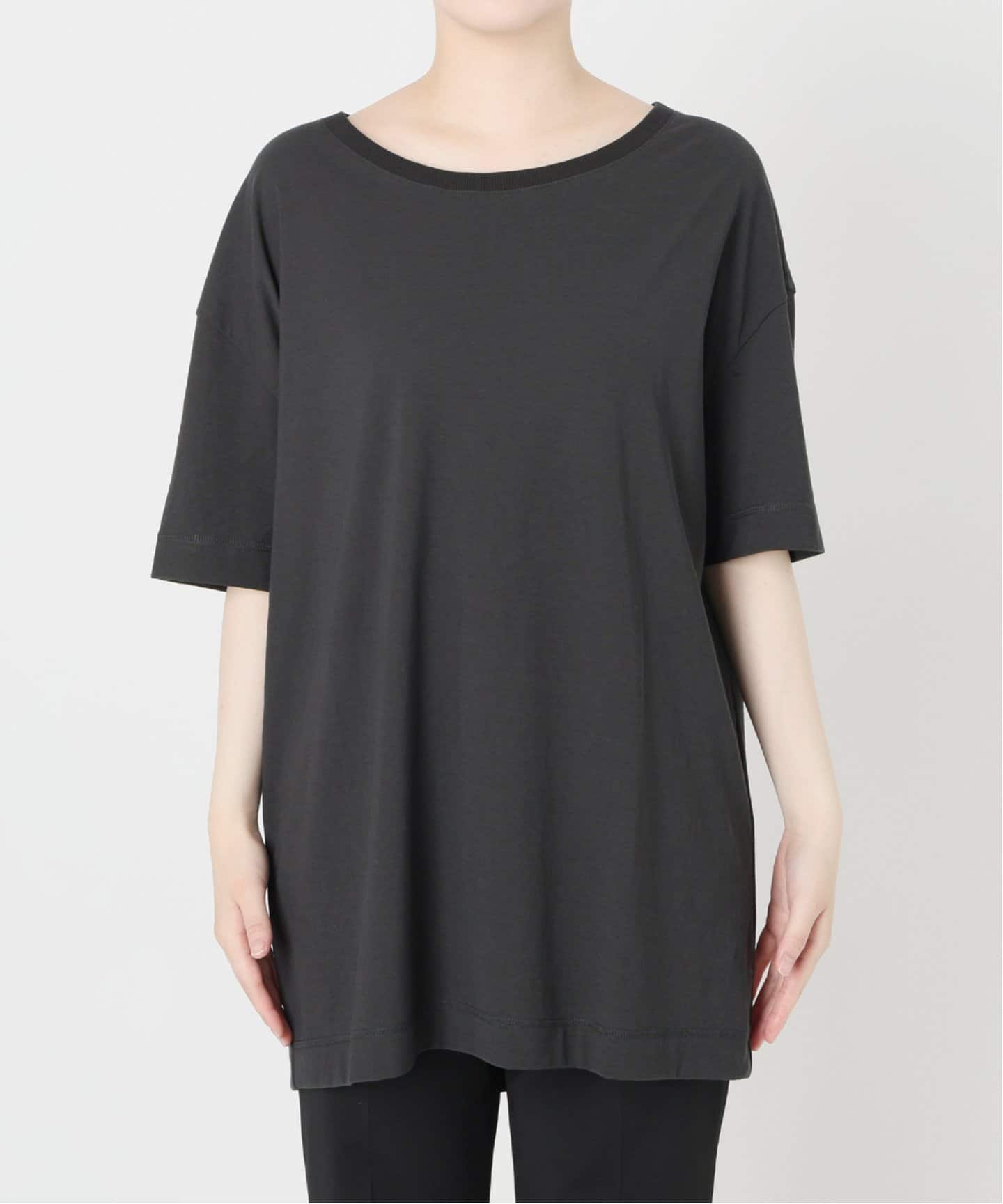 新品【Meravel ミーラベル】 DOUXY Tee ブラックカットソー wool 100 jersey Tシャツ（Tシャツ／カットソー）｜VERMEIL par
