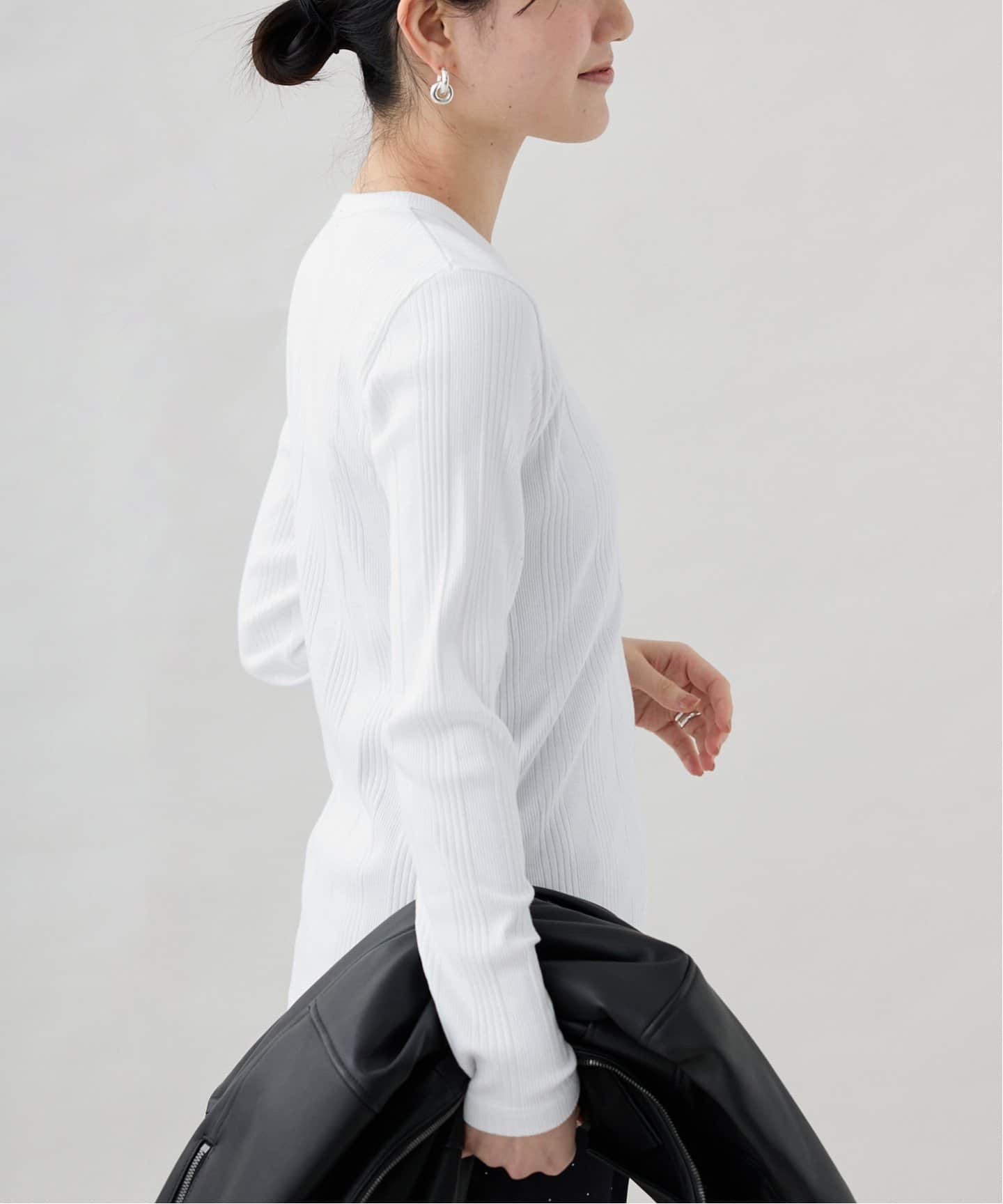 ヴェルメイユパーイエナ リブカットソー stretch random RIB プルオーバー（Tシャツ／カットソー