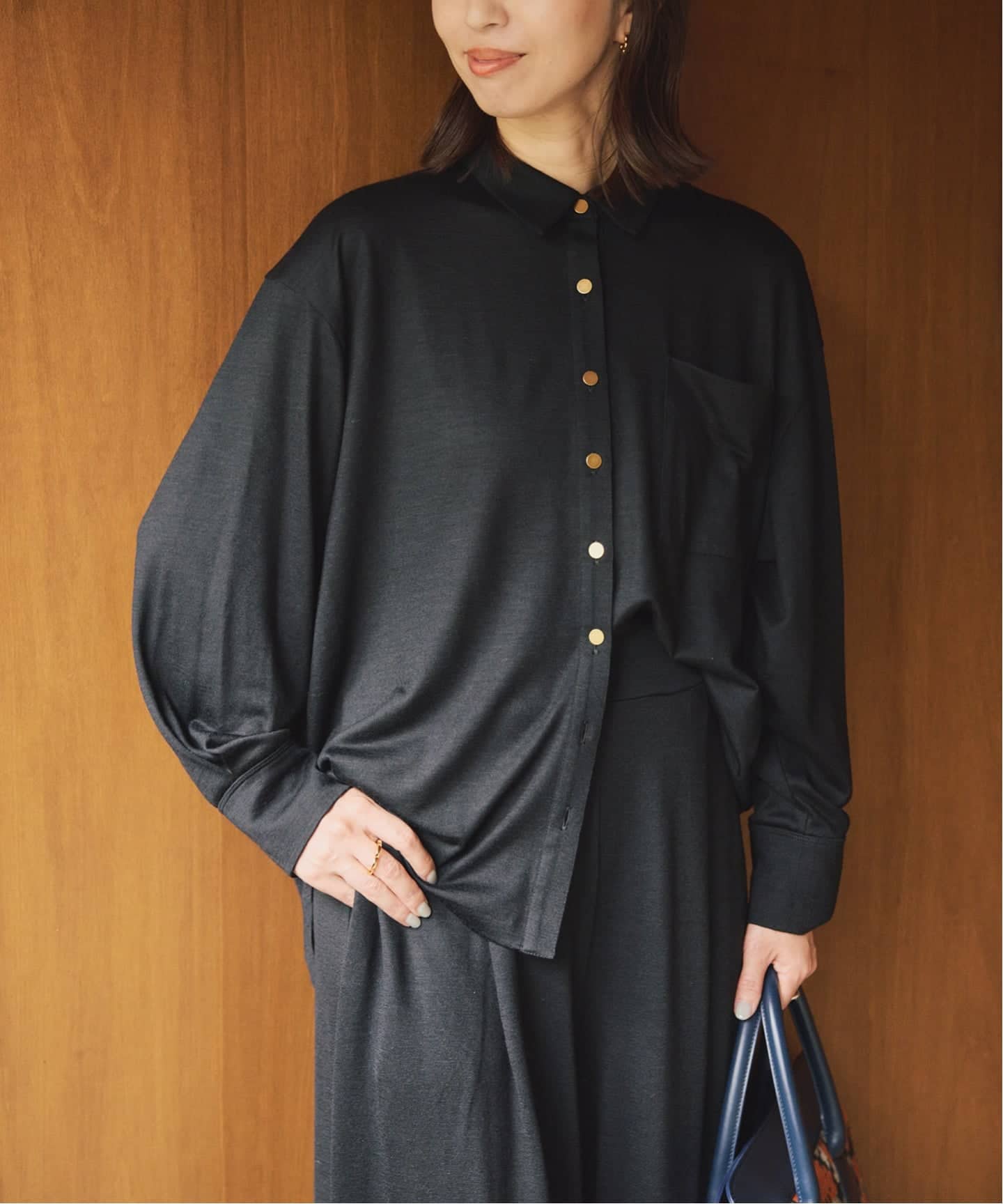 【専用】ヴェルメイユパーイエナ　麻ビッグシャツ　リネン　ゆったり　黒 VERMEIL par iena｜ヴェルメイユ パー イエナのシャツ／ブラウス