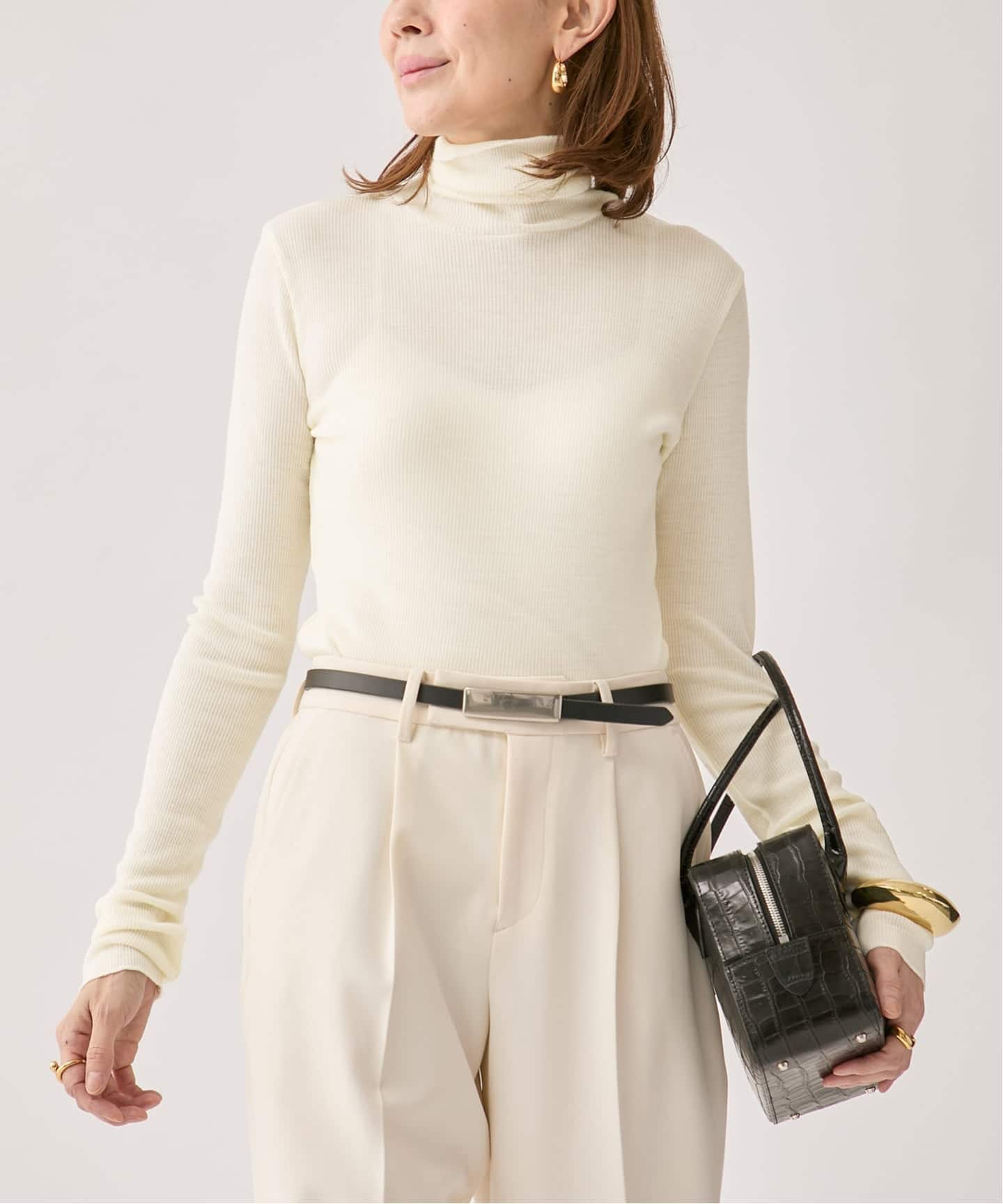 新品 VERMEIL par iena ハイネックプルオーバー イエナ wool100 RIB ハイネックプルオーバー（Tシャツ／カットソー）｜VERMEIL