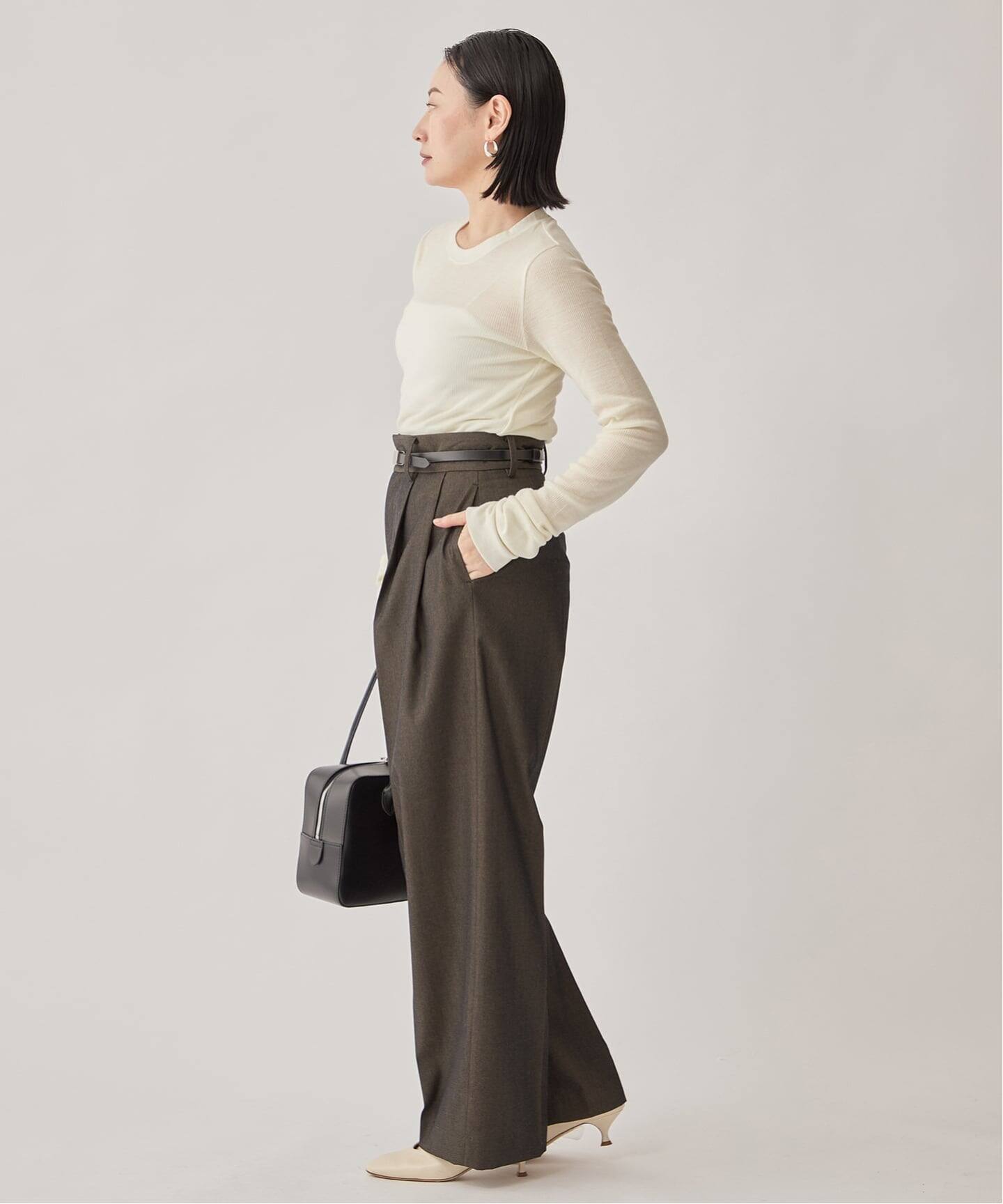 ［新品］ヴェルメイユパーイエナ リブカットソー ベイクルーズ 予約》wool100 RIB クループルオーバー（Tシャツ／カットソー