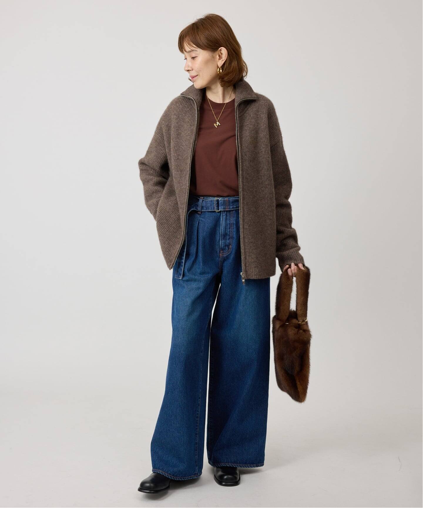 ATON エイトン FRESCA NUBACK ロンT チャコールグレー 02 FRESCA NUBUCK | MOCK NECK T-SHIRT – ATON | エイトン