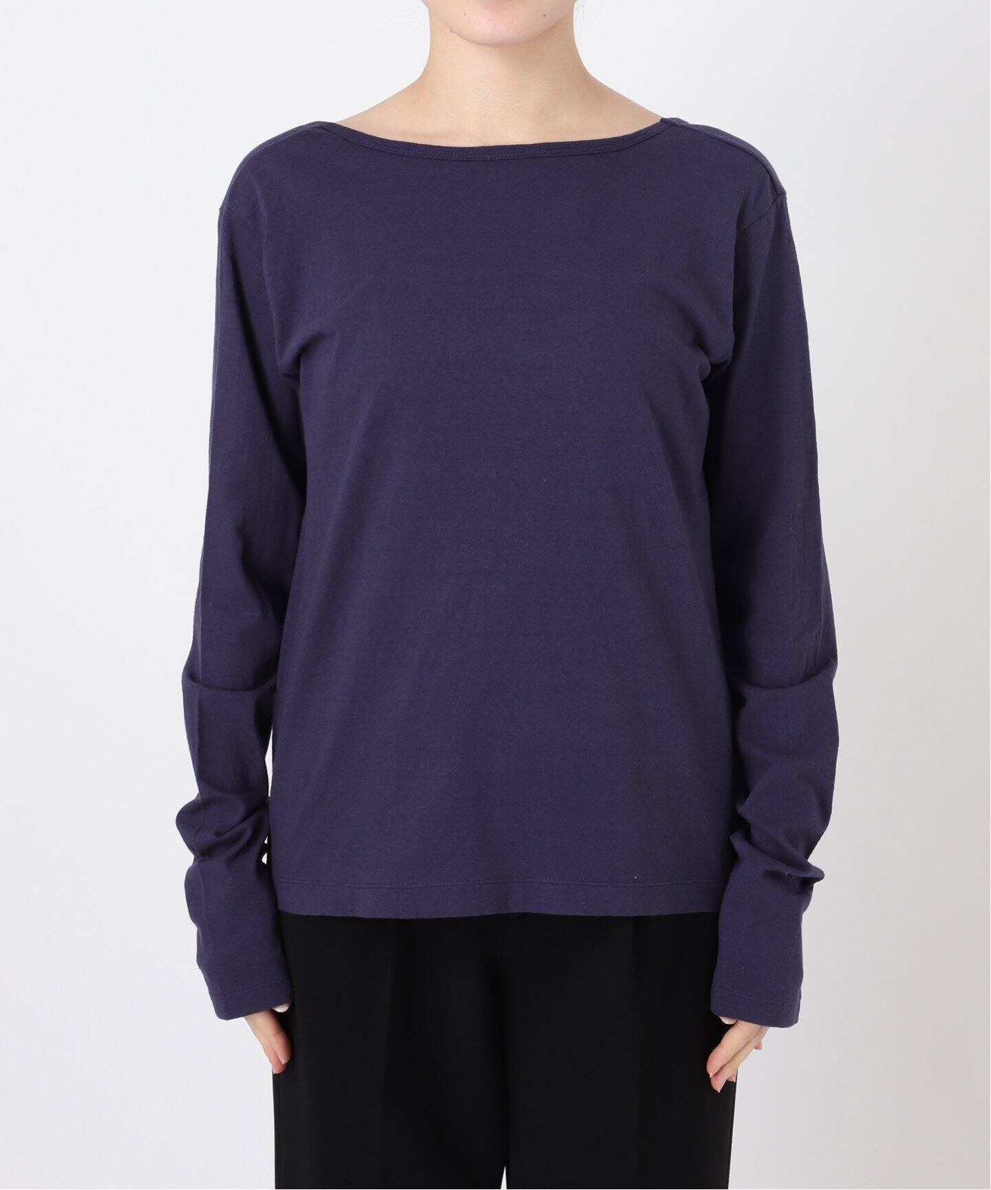 アンスクリア INSCRIRE ショルダーパッドTシャツ ネイビー INSCRIRE アンスクリア Raffi Jersey Back Open Tee I25SSCUT1（T