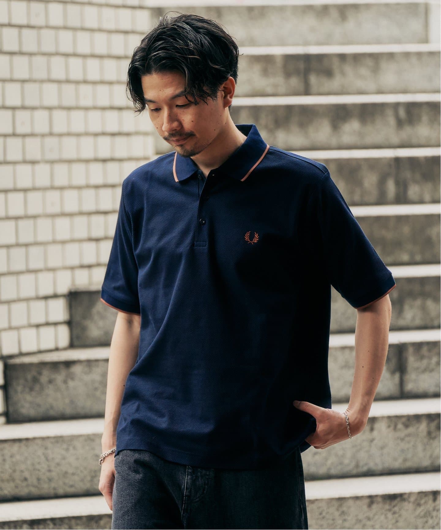 FREDRERRY ポロシャツ　別注 FRED PERRY 417別注 Textured Single Tipped Sh（ポロシャツ
