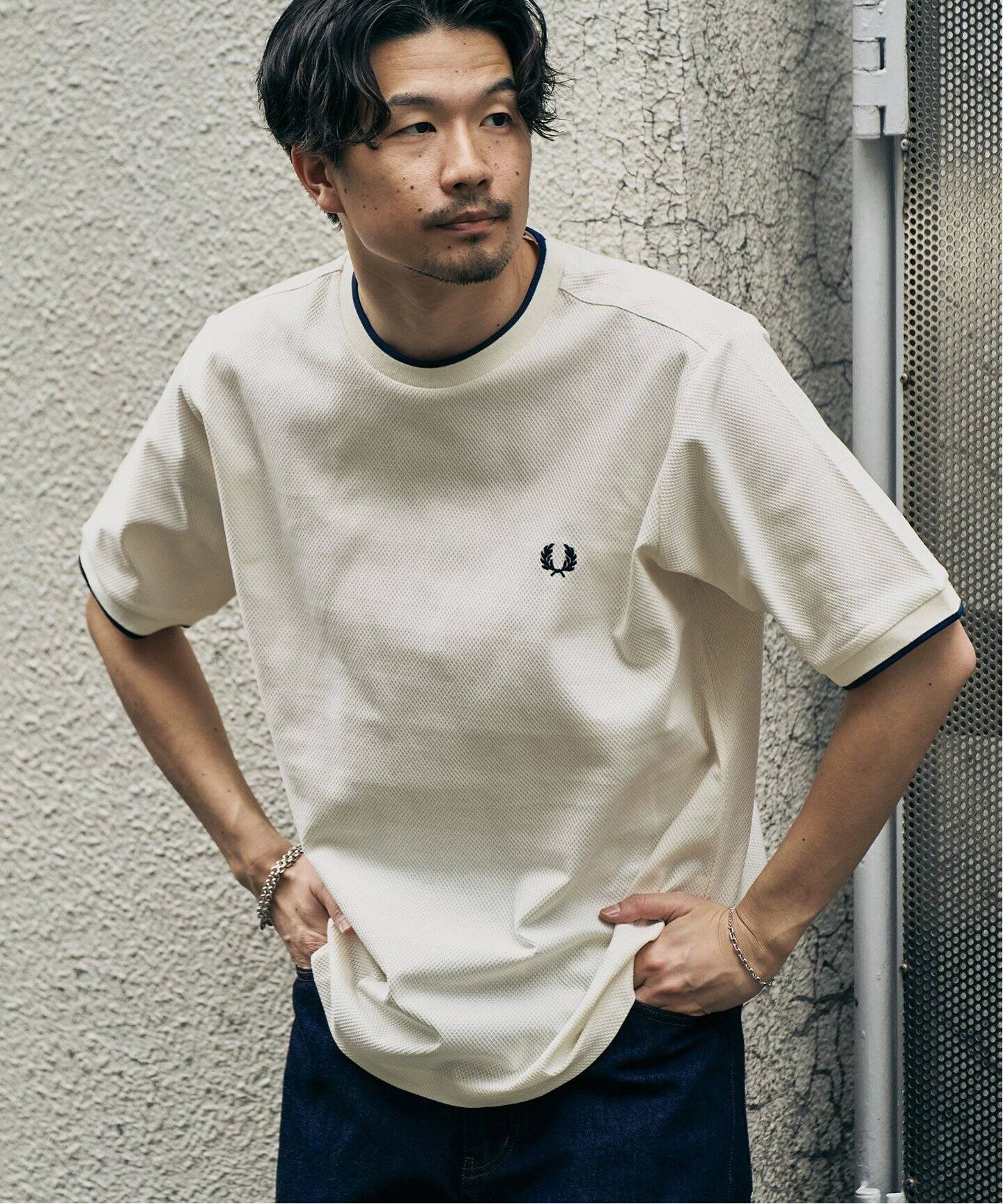 【新品】FRED PERRY 417別注 Tシャツ（ナチュラル_Ｌサイズ） フォーワンセブン エディフィス 417 EDIFICE FRED PERRY 417別注