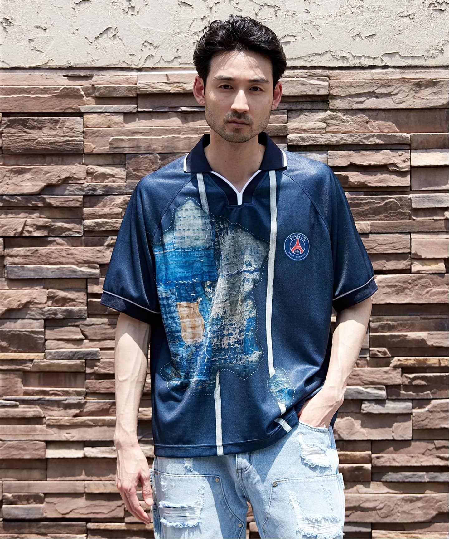 未流通 PSG × Poggy コラボ 総柄 半袖シャツ M ポギー セール】【Poggy × Paris Saint-Germain】PSG PLJ BORO PRINTED