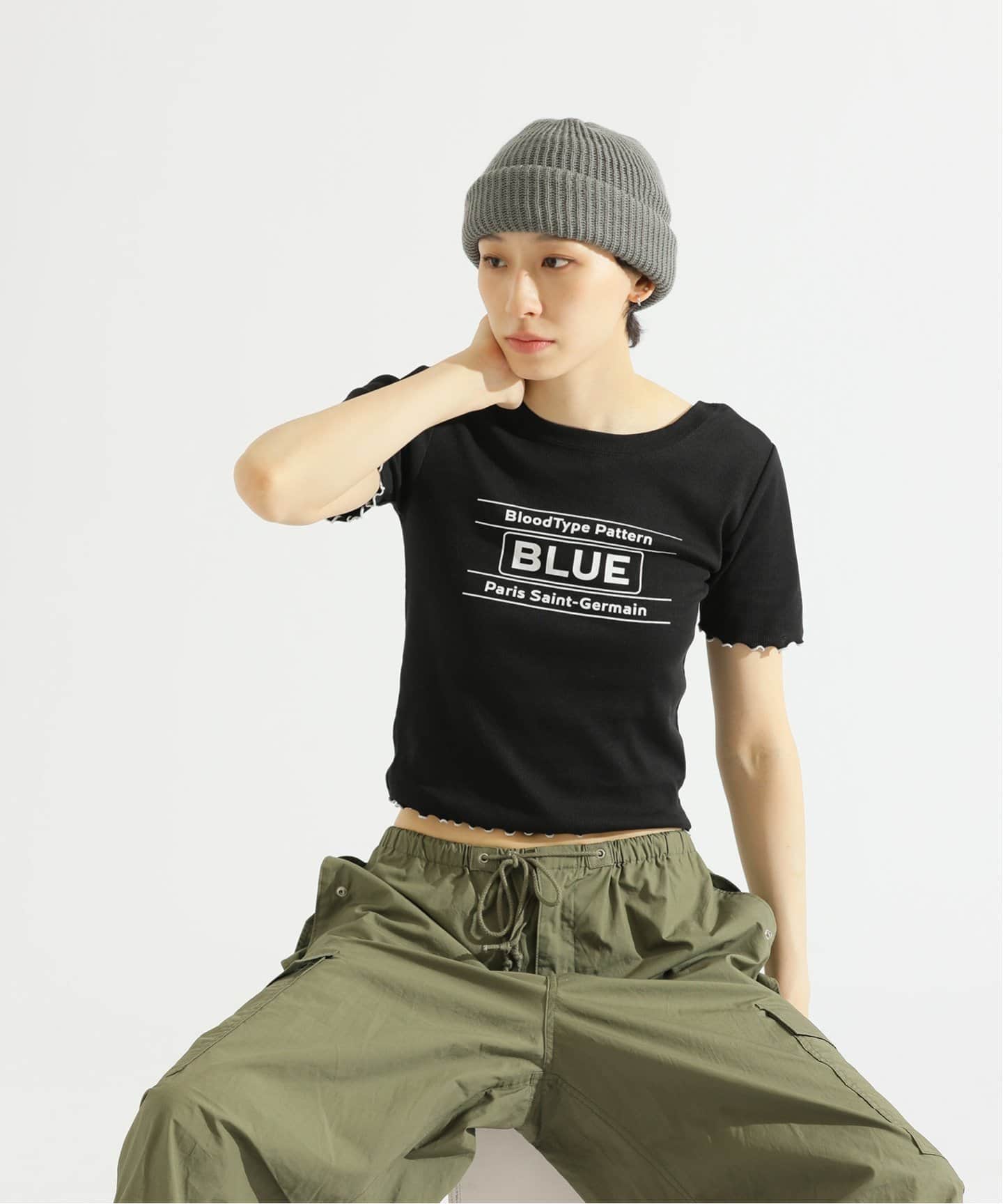 tシャツ 「EVA*PSG」 JP  PATTERND BLUE TEE レディース EVA*PSG】 JP PATTERND BLUE TEE（Tシャツ／カットソー）｜Paris