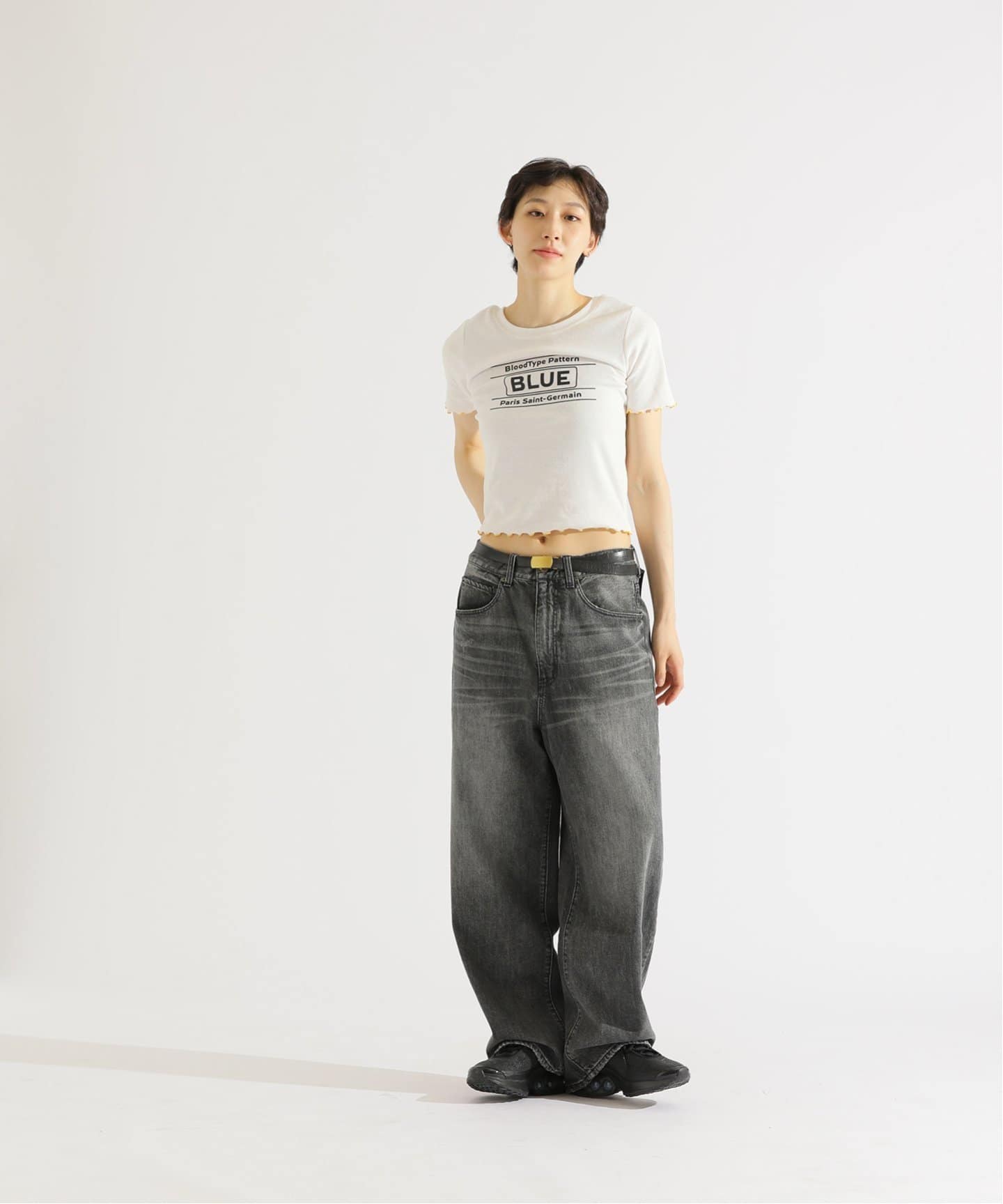 tシャツ 「EVA*PSG」 JP  PATTERND BLUE TEE レディース EVA*PSG】 JP PATTERND BLUE TEE（Tシャツ／カットソー）｜Paris