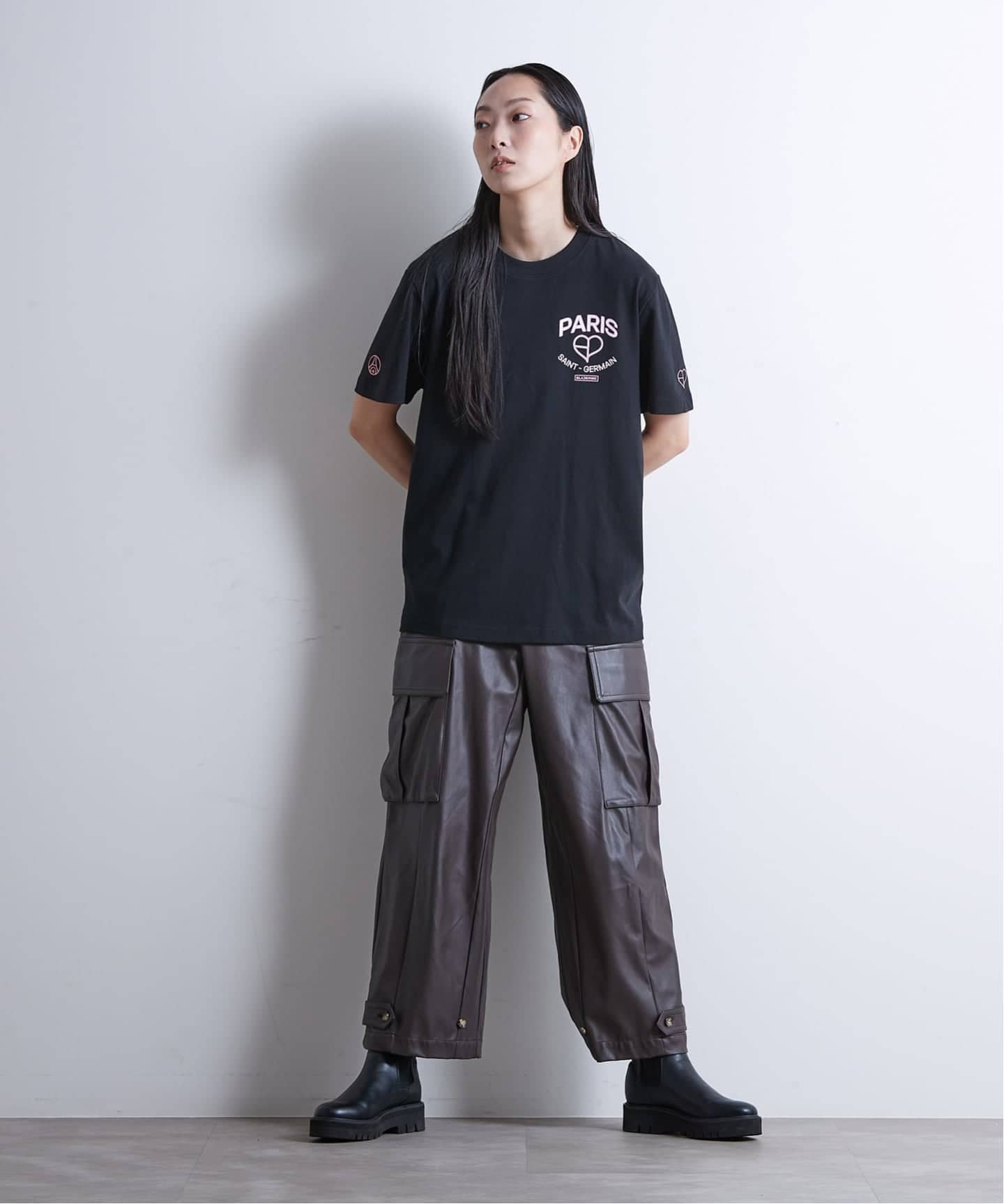 クレージュ・パリ　ブラックリブ Tシャツ クレージュ・パリ ブラックリブ Tシャツ T-Shirts Women