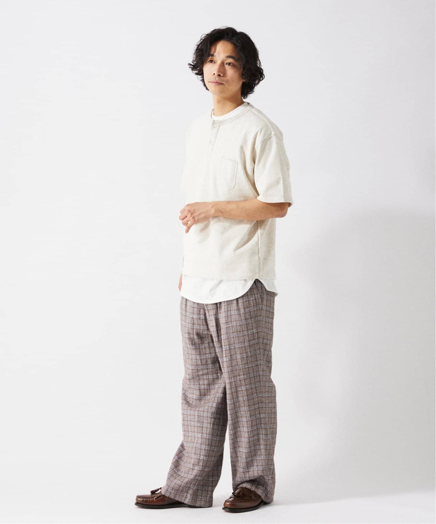 コンパクトループ ヘンリーネック 半袖 スウェット（Tシャツ