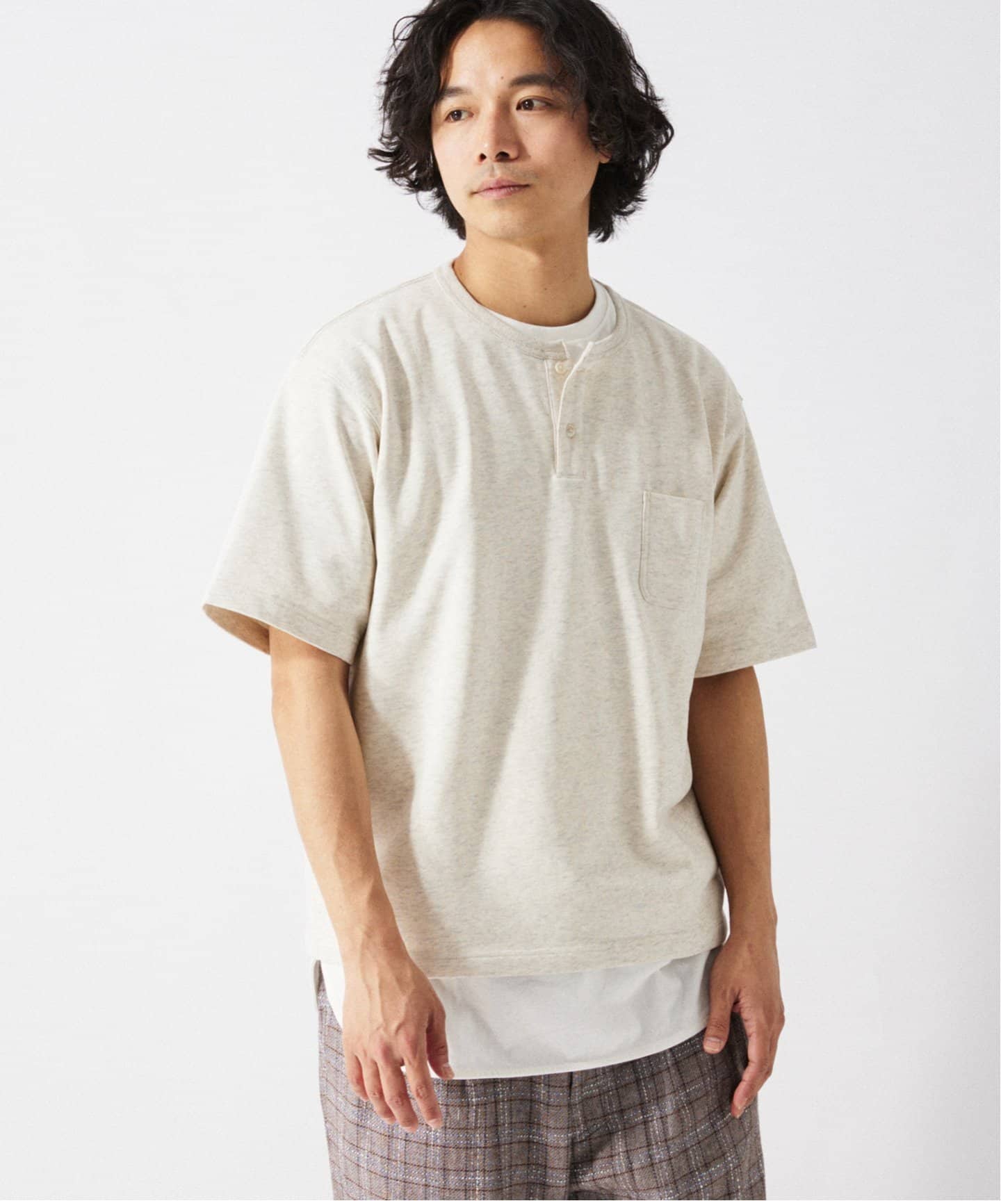 コンパクトループ ヘンリーネック 半袖 スウェット（Tシャツ