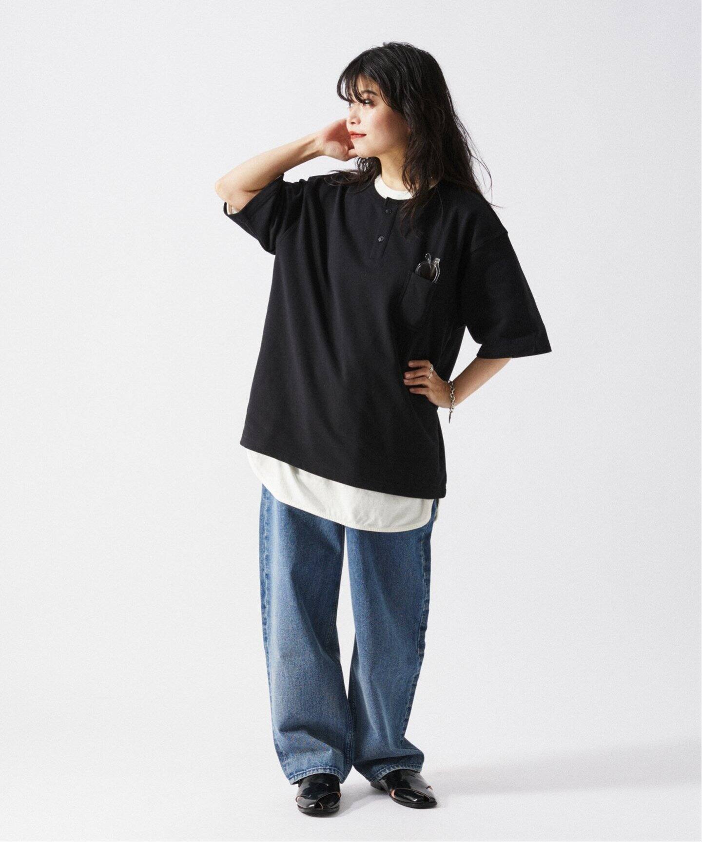コンパクトループ ヘンリーネック 半袖 スウェット（Tシャツ