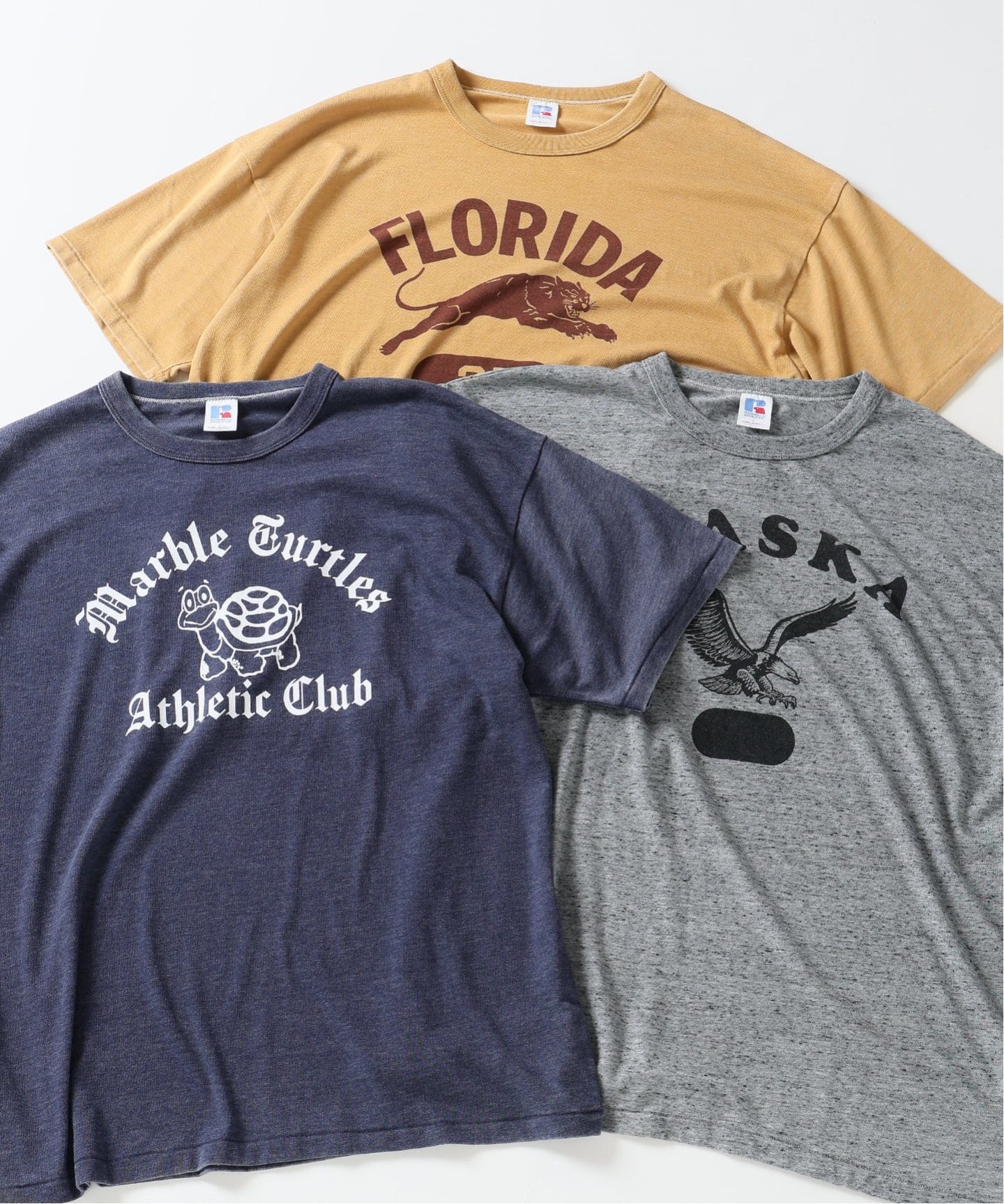 【別注】RUSSELLプリントTシャツ RUSSELL ATHLETIC / ラッセル 別注 TRI-BLEND プリント Tシャツ