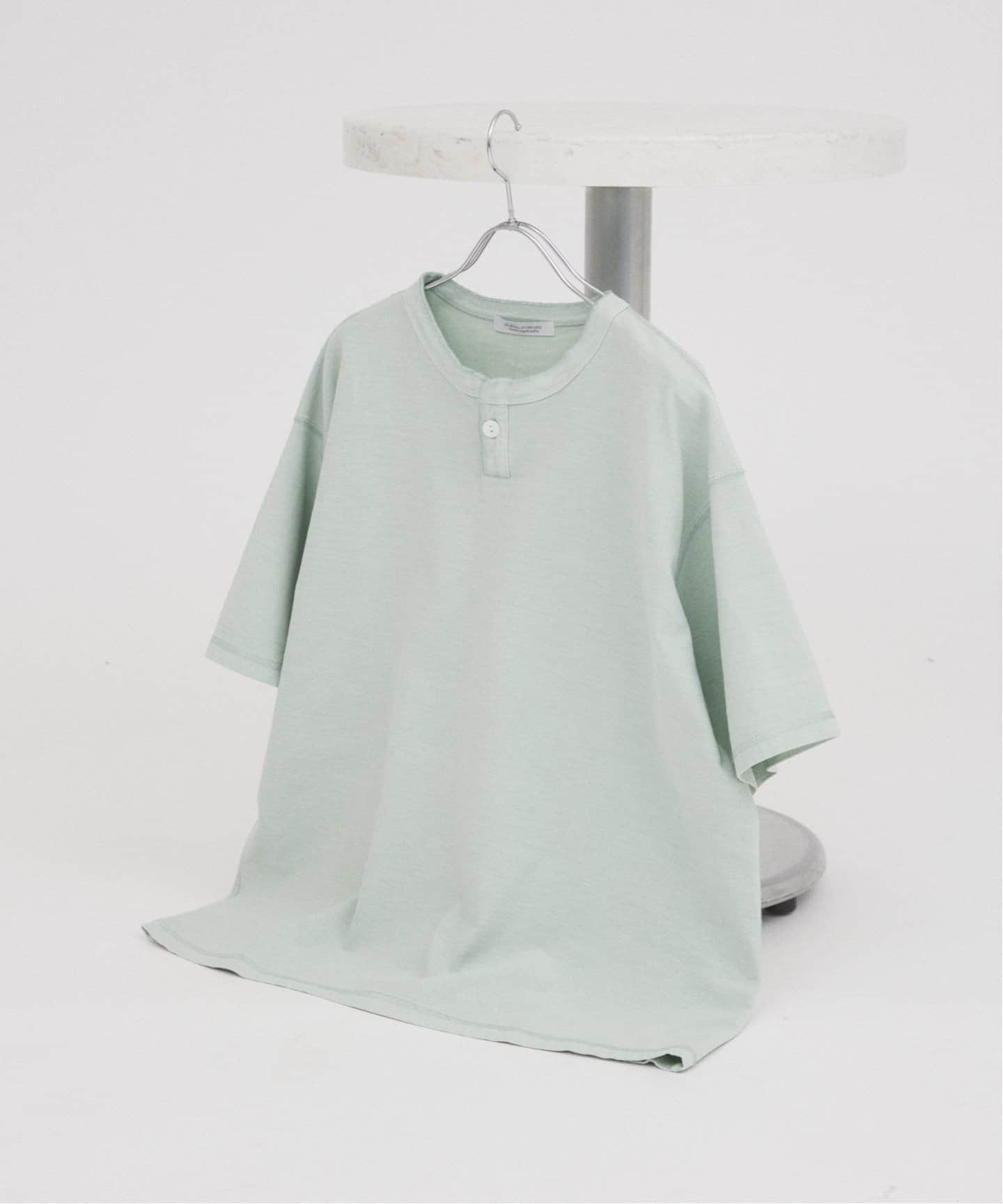 OE バック ジャージー ピグメント ヘンリーネック Tシャツ