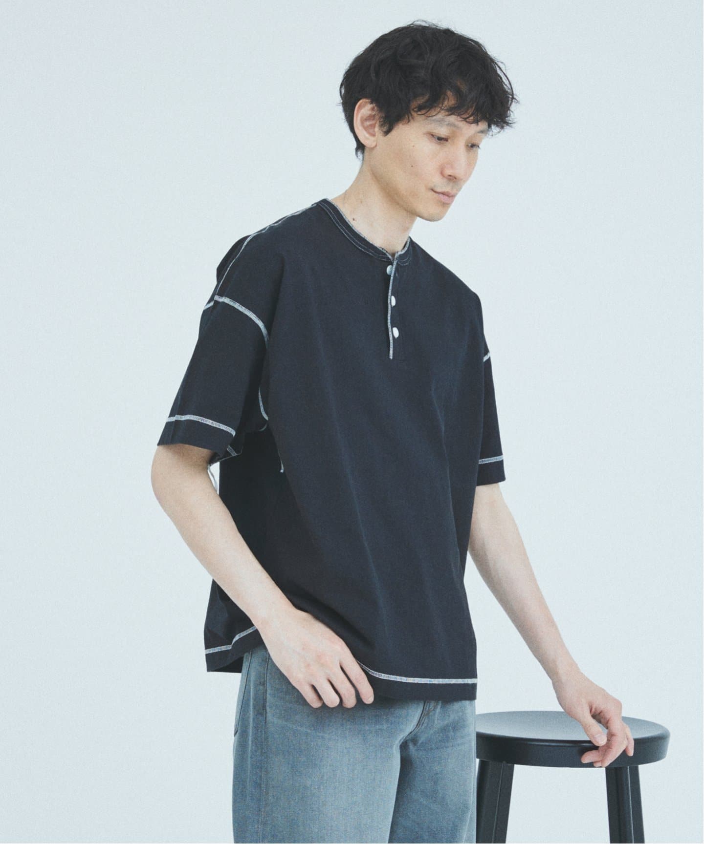 25SS ジャーナルスタンダード別注ヘルスニットへんりーネック Healthknit×JOURNAL STANDARD】別注 ヘンリーネック Tシャツ