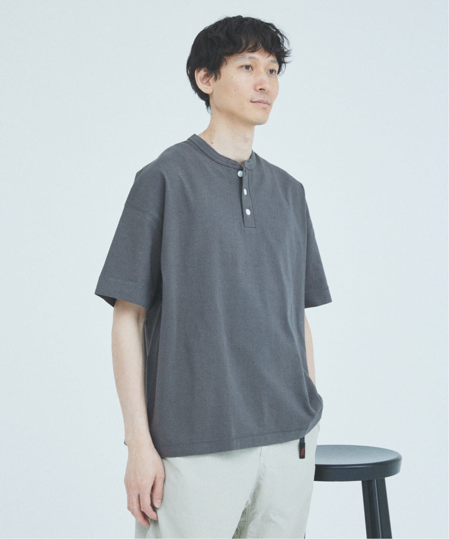 ヘンリーネックTシャツ♡グレー Healthknit / ヘルスニット 別注 ヘンリー ネック Tシャツ（Tシャツ