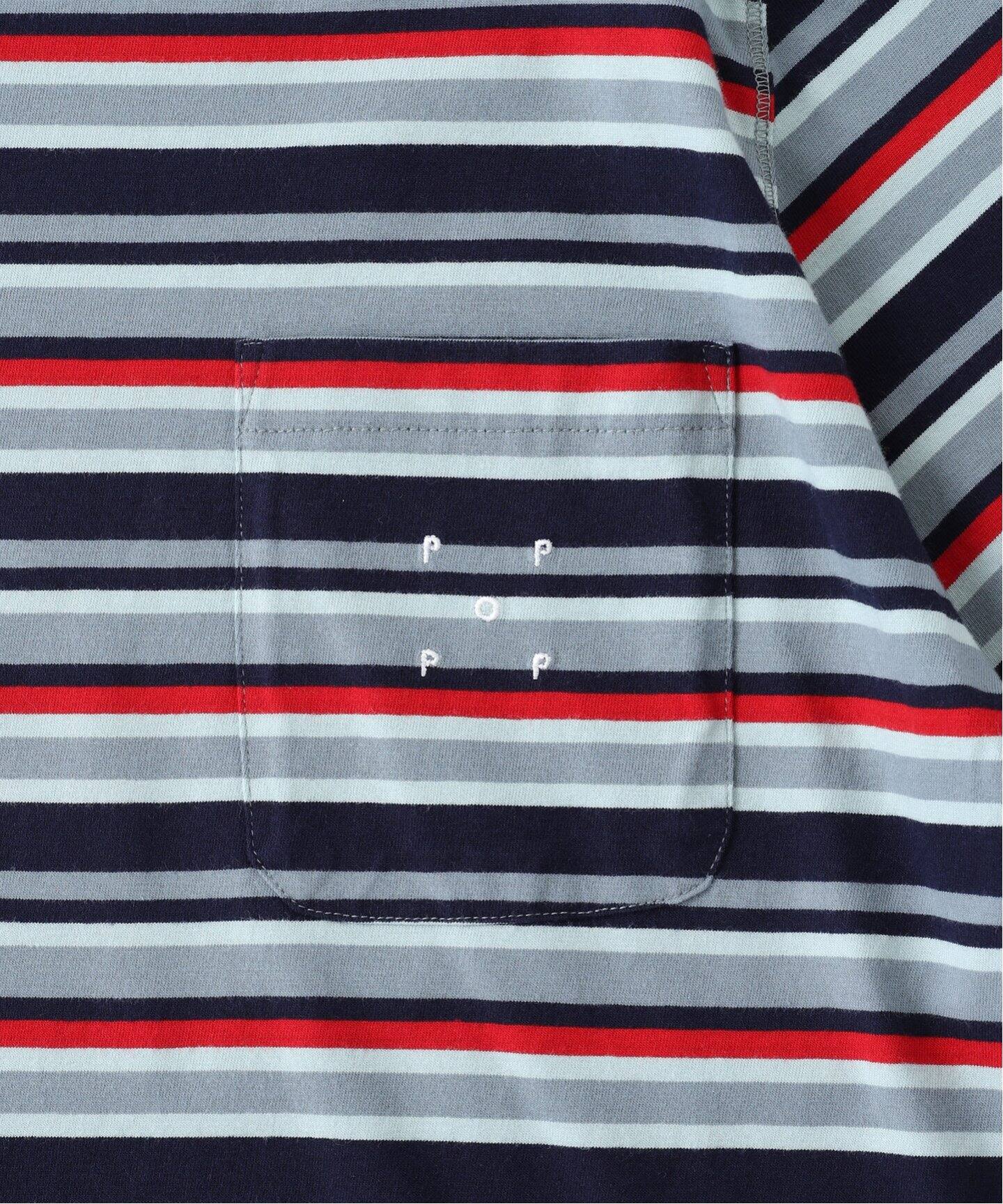 Tシャツ・カットソー Pop Trading Company TSHIRT (POPSS2502016) Pop Trading Company Logo Sleeve T-Shirt | Navy | SVD USA