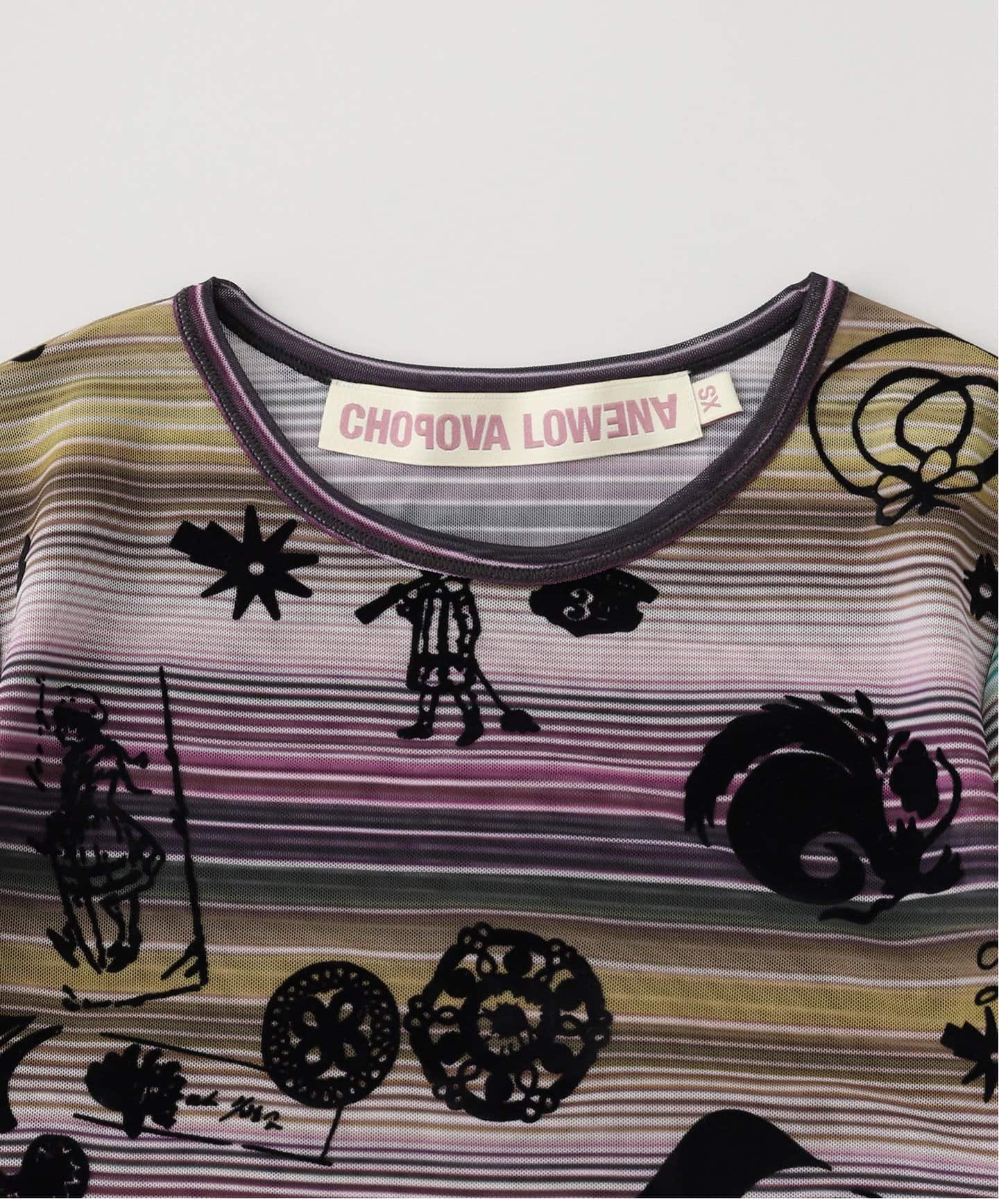 CHOPOVA LOWENA/チョポヴァ・ロウェナ】 DS Sl Flocked Mesh Top