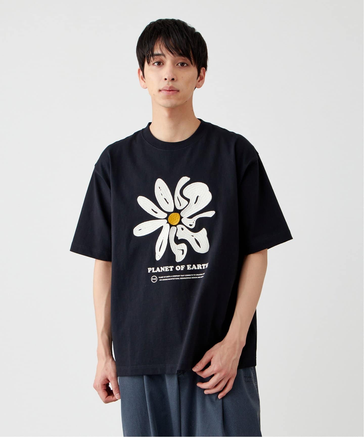 追加2》【PLANET OF EARTH】フラワー エンブロイダリーTシャツ