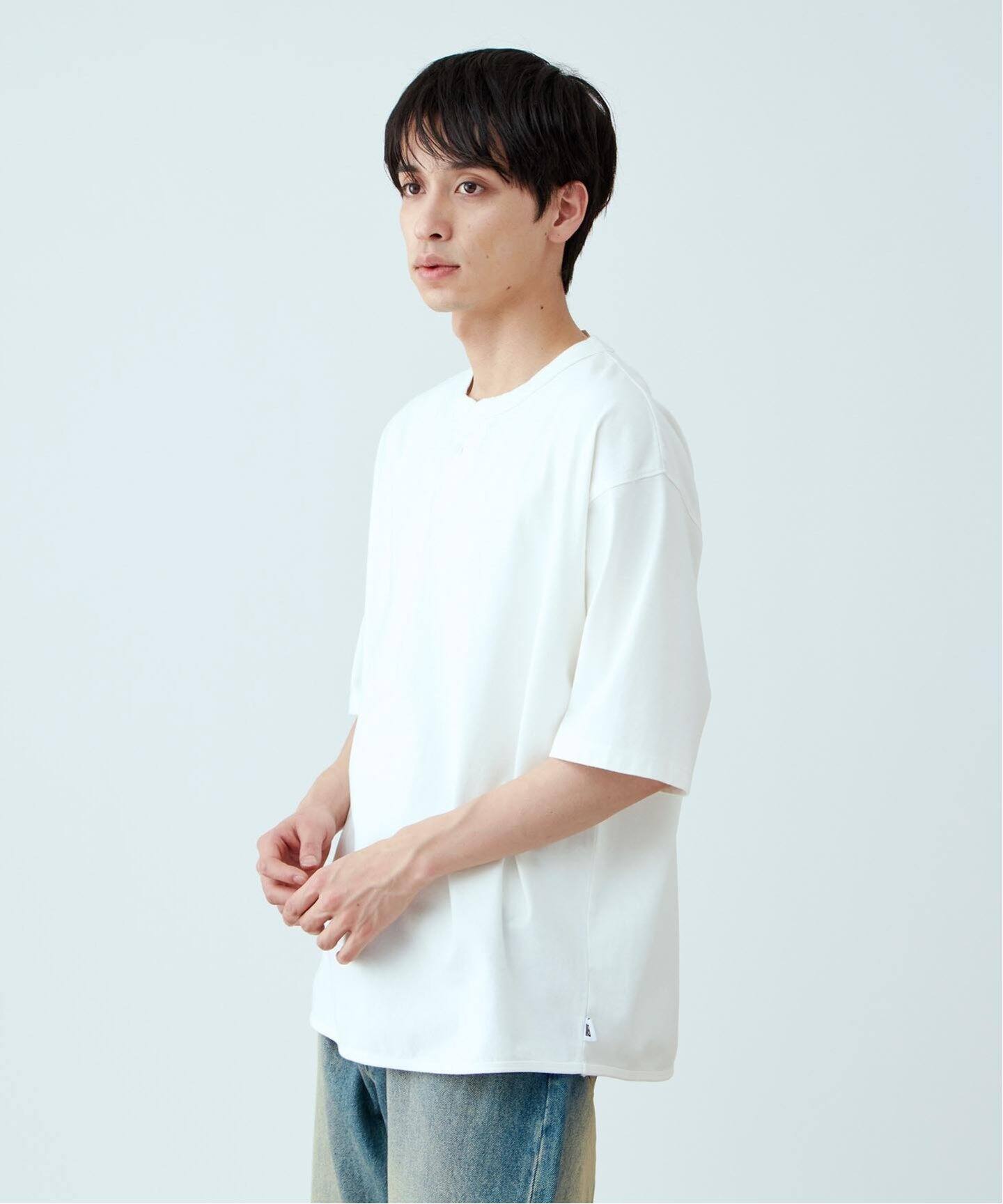 ANTS & ELEPHANTS】フェード加工 ヘンリーネックTシャツ（Tシャツ