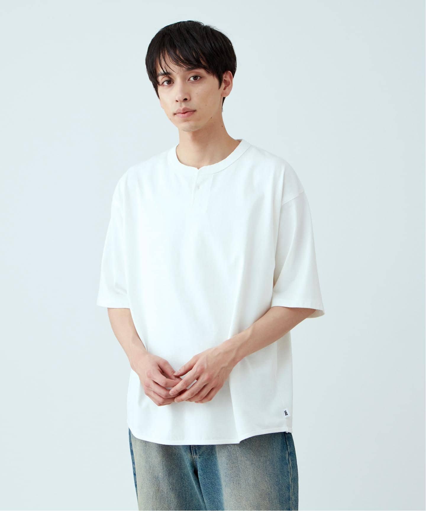 《追加》【ANTS & ELEPHANTS】フェード加工 ヘンリーネックTシャツ