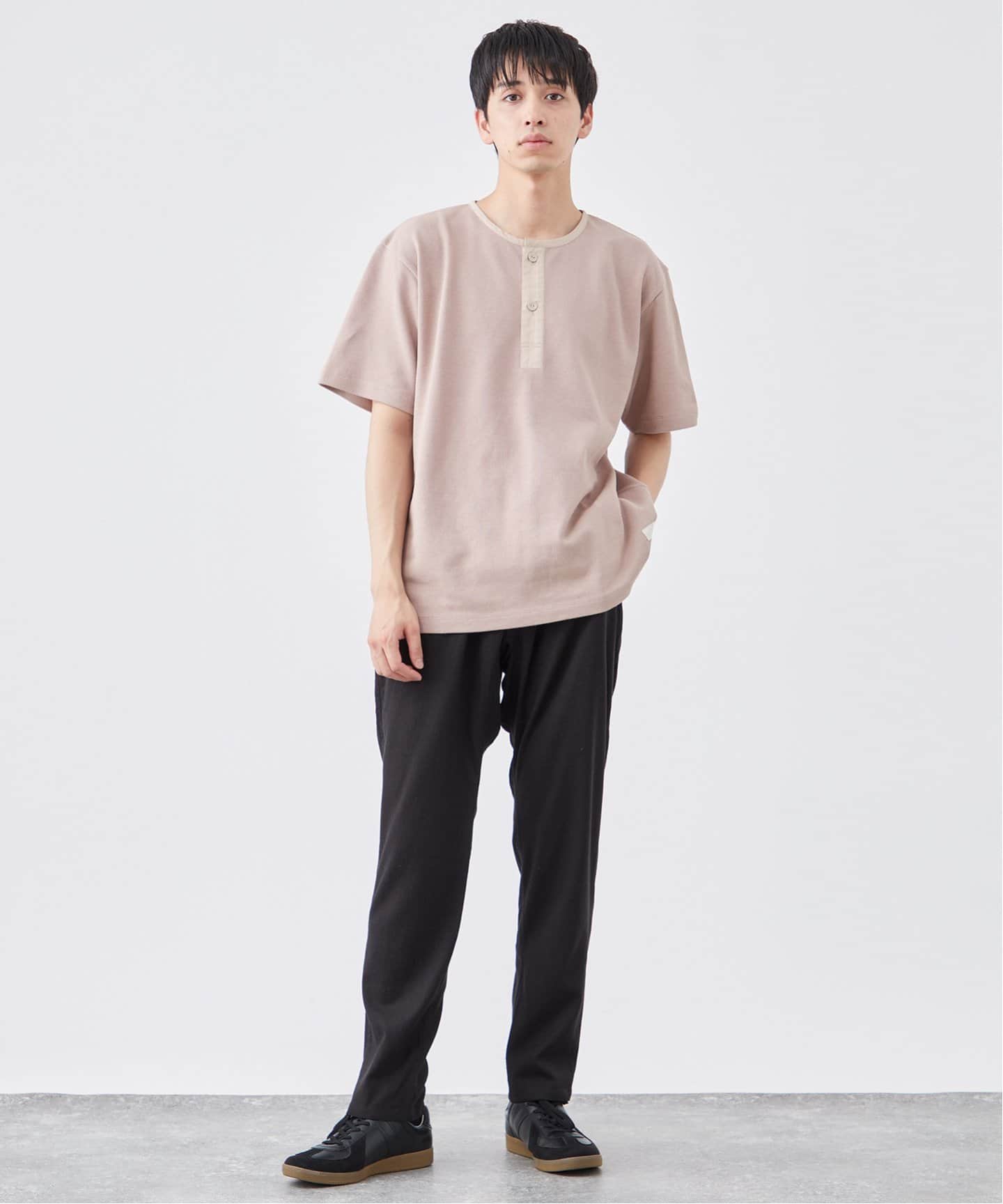 【CODEGRAPHY】★ストライプ ヘンリーネック 半袖 Tシャツ★ SCI-SCI / 紙糸】カノコ ヘンリーネック半袖Tシャツ(Tシャツ