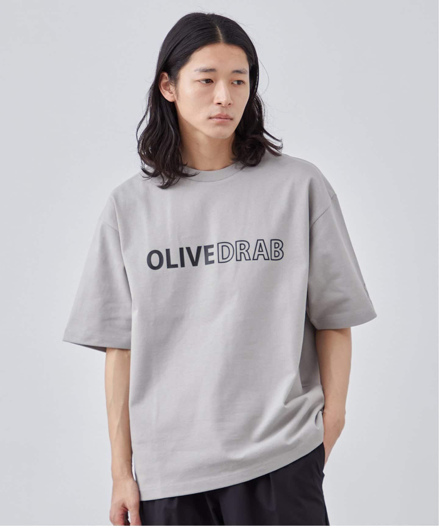 OLIVEDRAB/オリーブドラブ】ロゴ ハーフスリーブTシャツ（Tシャツ