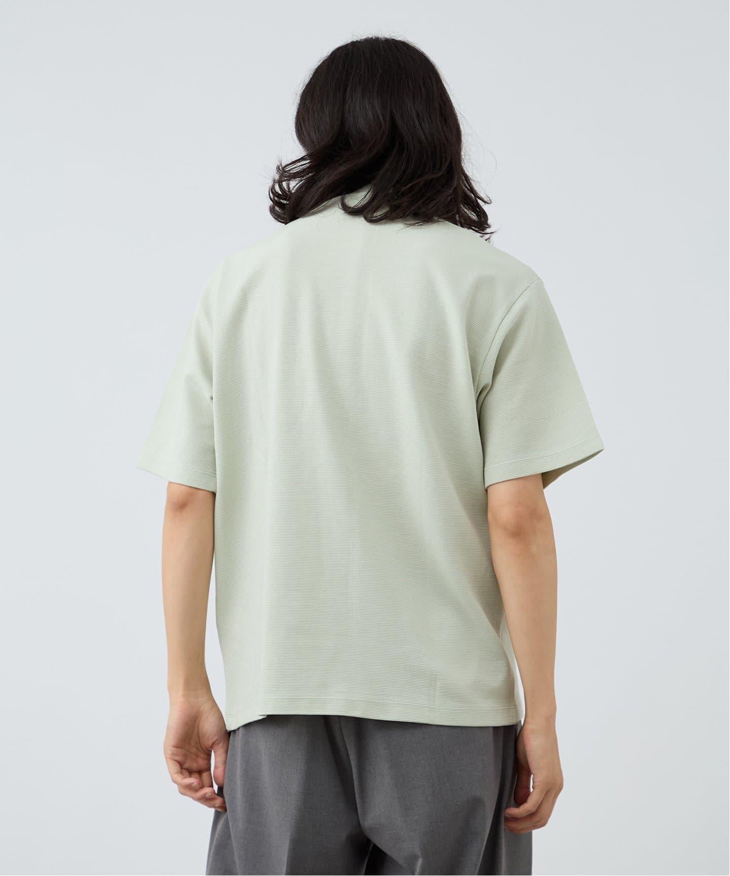 【YCH】韓国発！SHEER-PANELLED LAYERED Tシャツ BLUE 送料込 LVEU.（ラブユ.）の「Layered see-through T-shirt / レイヤード