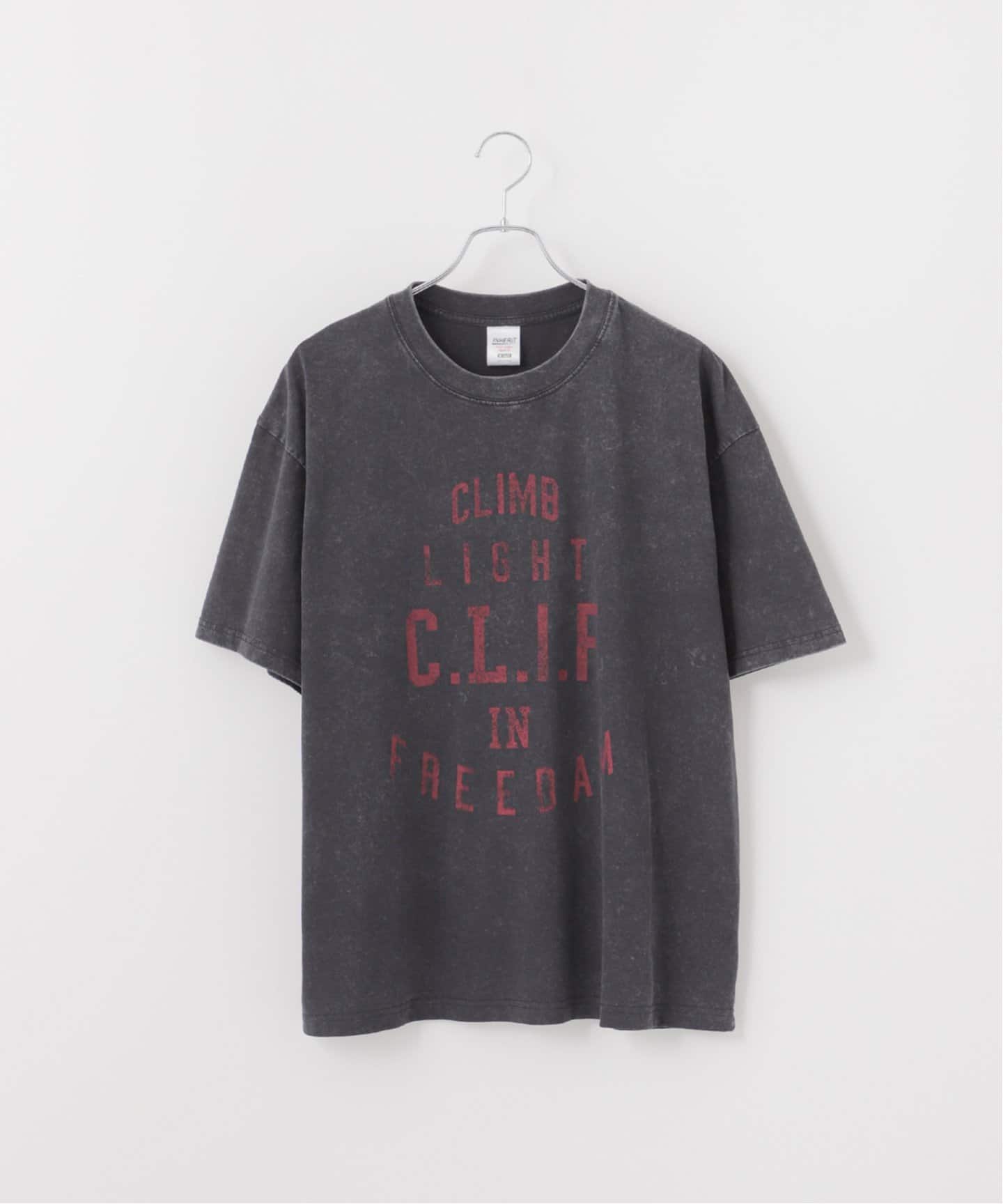 ピグメント加工 プリント クルーネックTシャツ