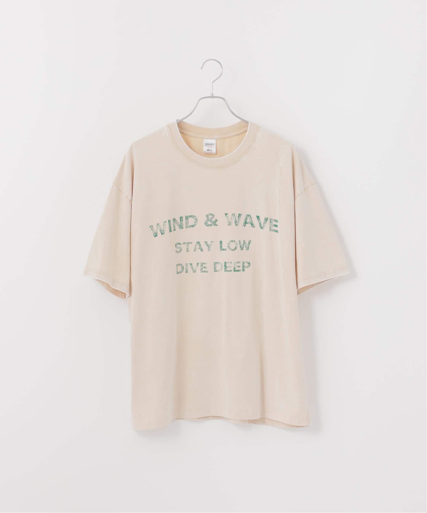 ピグメント加工 プリント クルーネックTシャツ